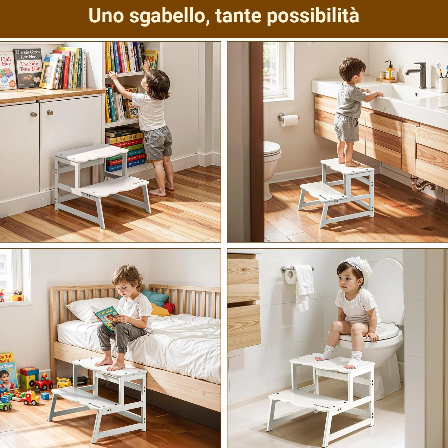 COSYLAND Torre Montessoriana 2 in 1 per Bambini con Protezione Rimovibile 136 kg Bianco