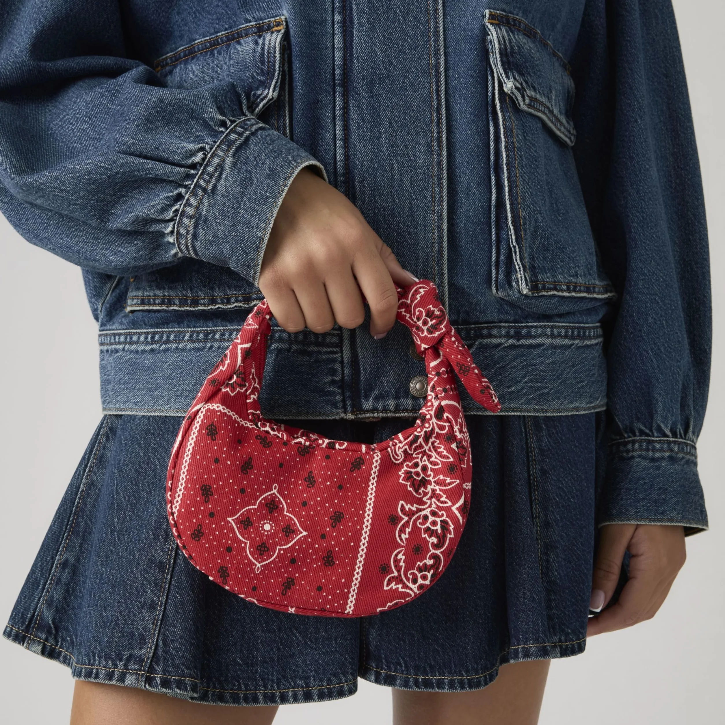 Levi’s Mini borsa Baby Brooklyn da donna in twill 100% cotone con manico annodato
