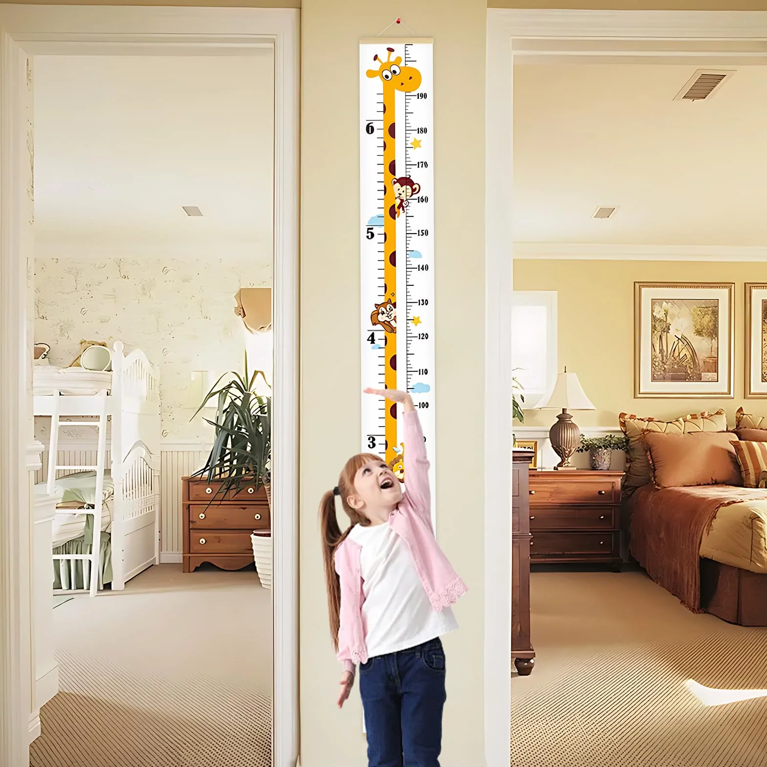 Grafico di crescita bambino righello misurazione parete appendere tela legno rimovibile