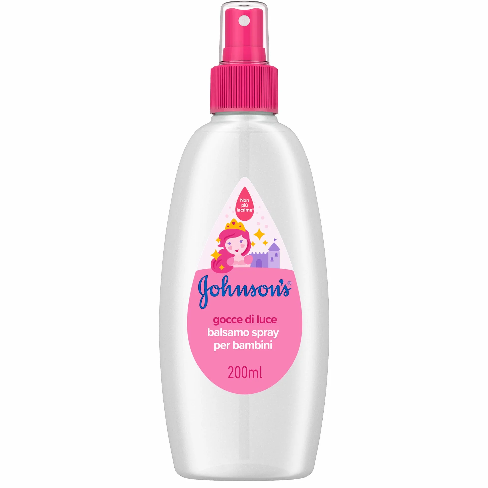 Johnson's Kids Balsamo Spray Forti & Lucenti Senza Risciacquo 200 ml, Balsamo capelli bambini con Olio di Argan e Proteine della Seta