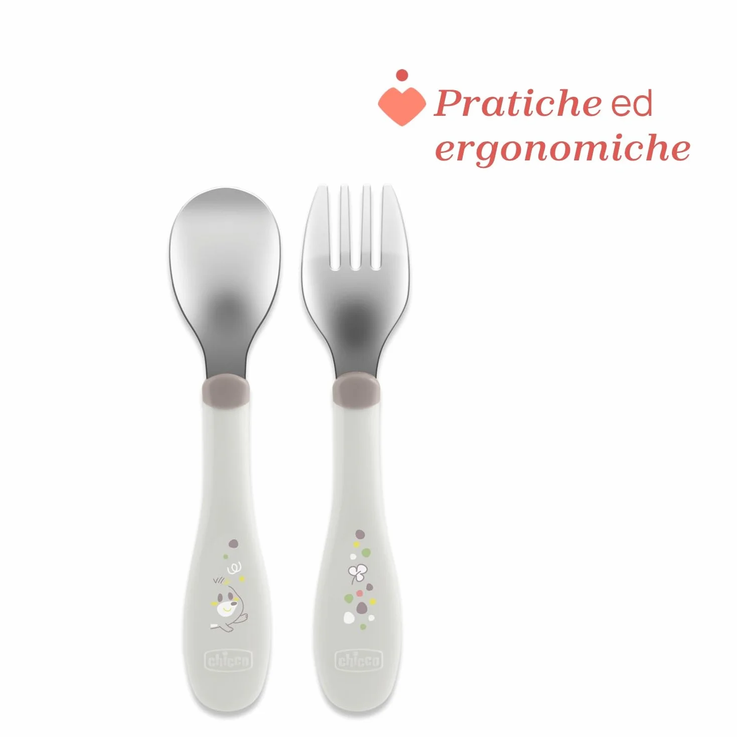 Chicco Posatine Inox Set Pappa 2 Pezzi 18M+ Acciaio Inossidabile