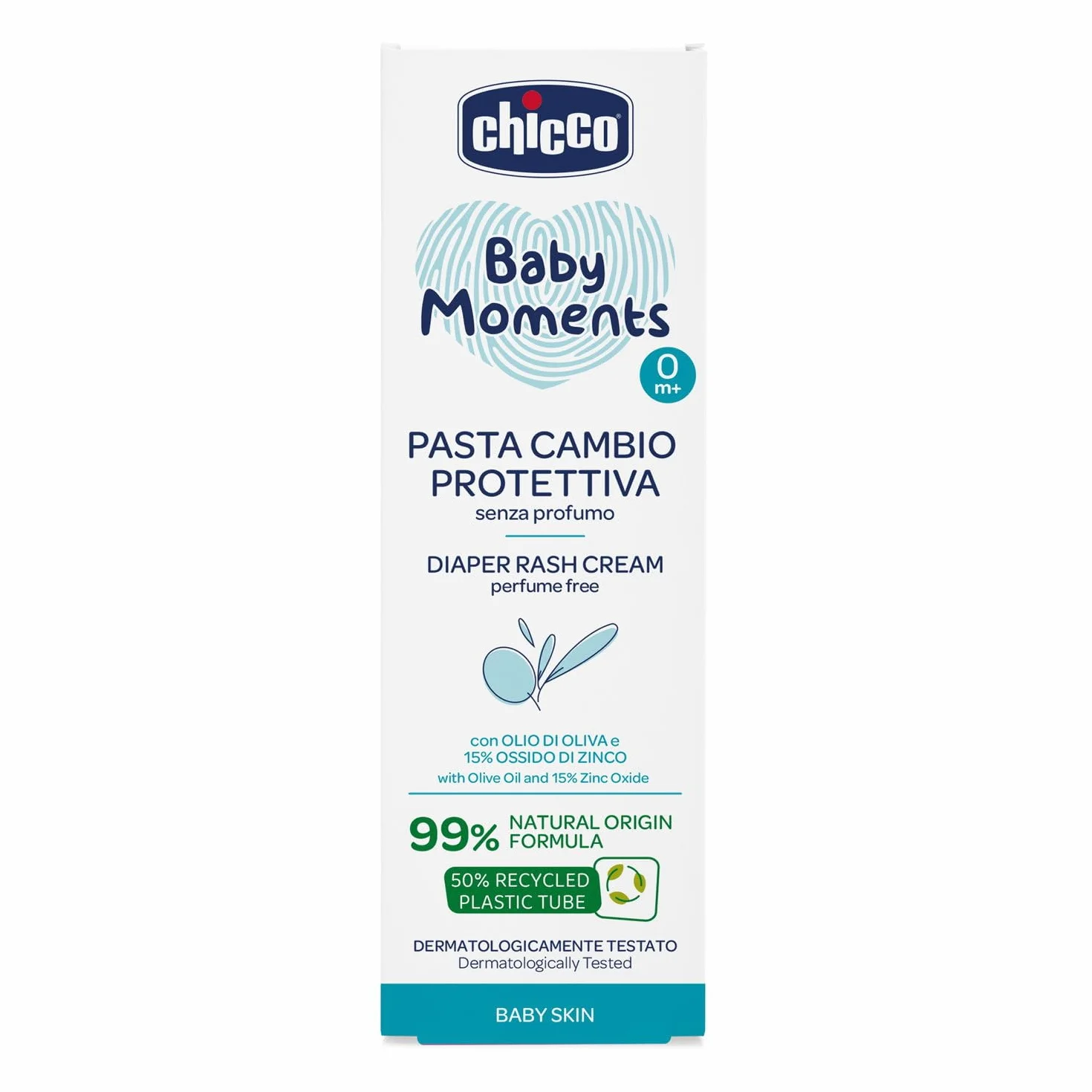 Chicco Baby Moments Pasta Cambio Protettiva, Pasta Cambio Pannolino, Ossido di Zinco, Formula Delicata, 100 ml