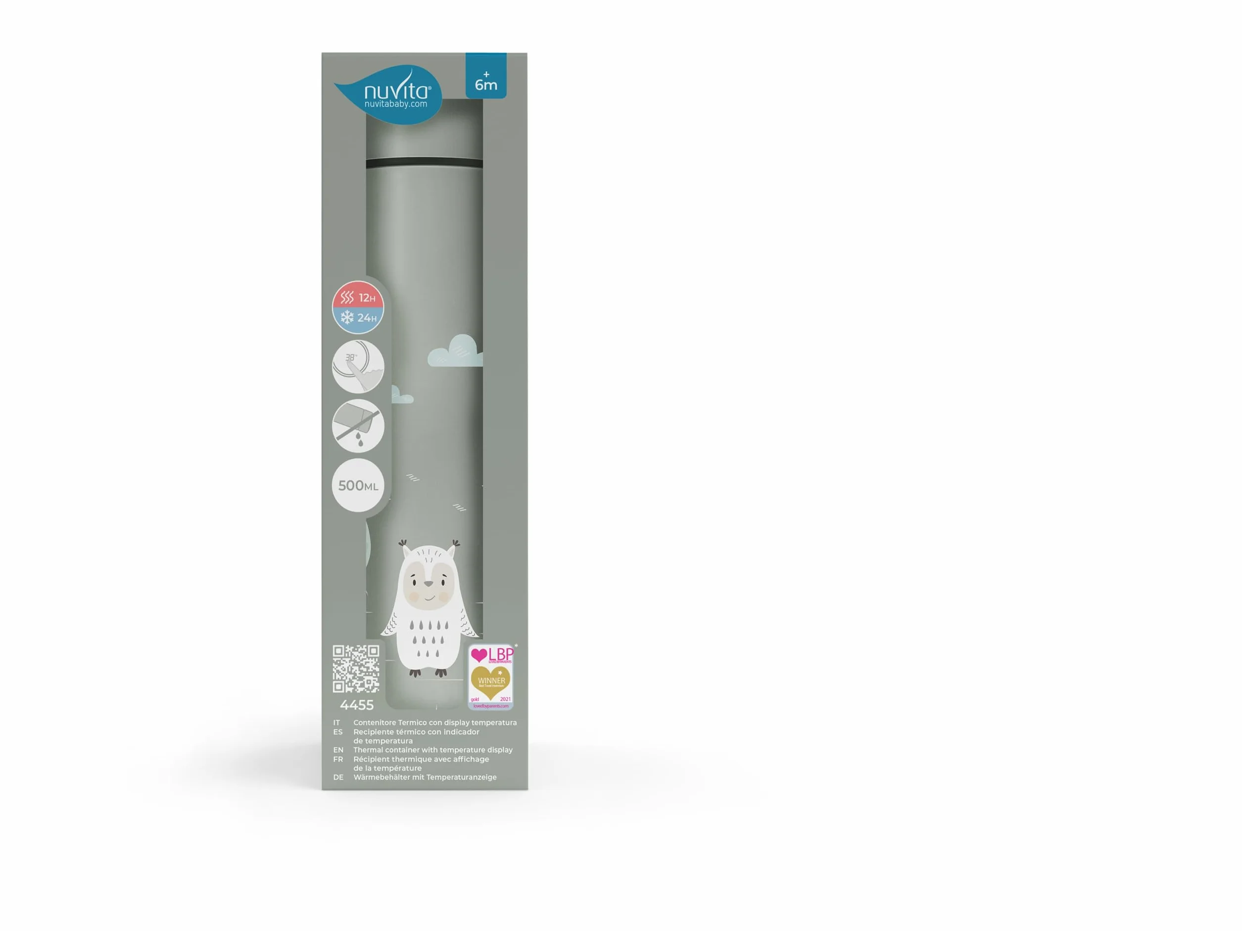 Nuvita Contenitore Termico per Alimenti Digitale Thermos Alimenti Caldi e Freddi Sage Green
