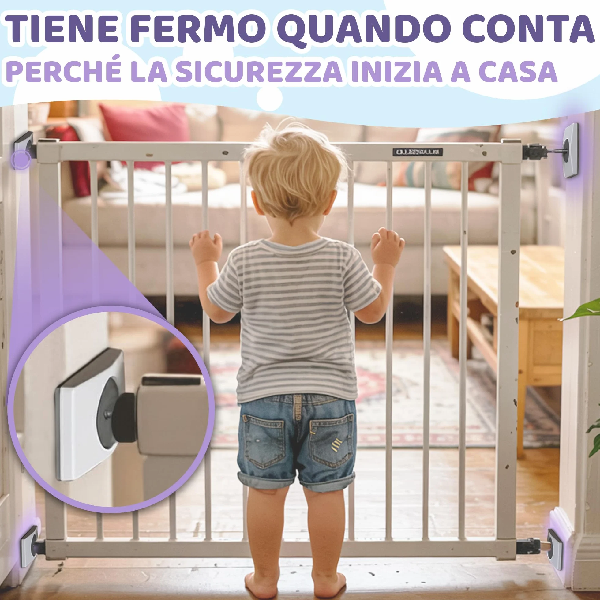 Protezioni per Cancelletto Scale & Porta – Protezione Muro Senza Forare – Supporti Antiscivolo per Barriere di Sicurezza Bambini e Cani