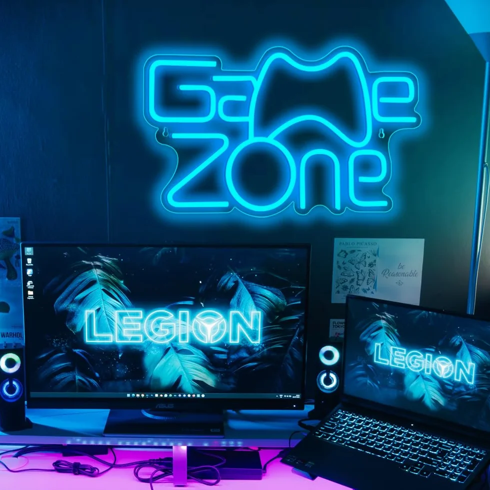 A Dan Game Zone Neon Segno,Game Neon Segno per Gamer Room Decor,Gaming Signs per Teen Boys Room Decor con USB Alimentato per Game Room,Camera da letto,Segni Led Regali