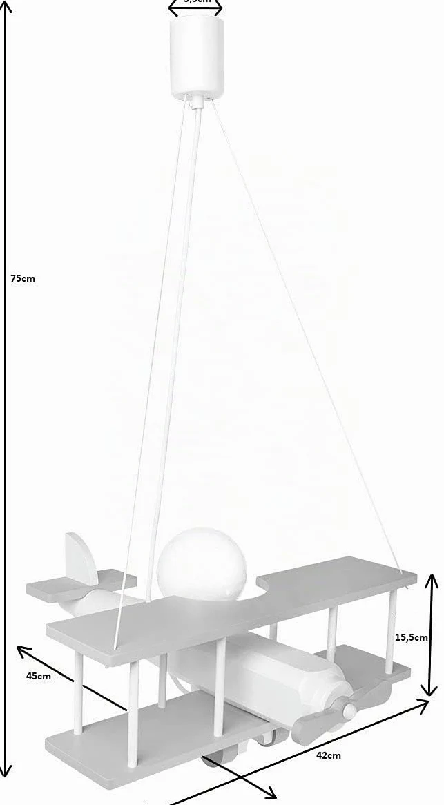 ItalPol Produkt Lampada in legno da soffitto, lampadario a sospensione Aereo 45cm x 42cm per cameretta bimbo.