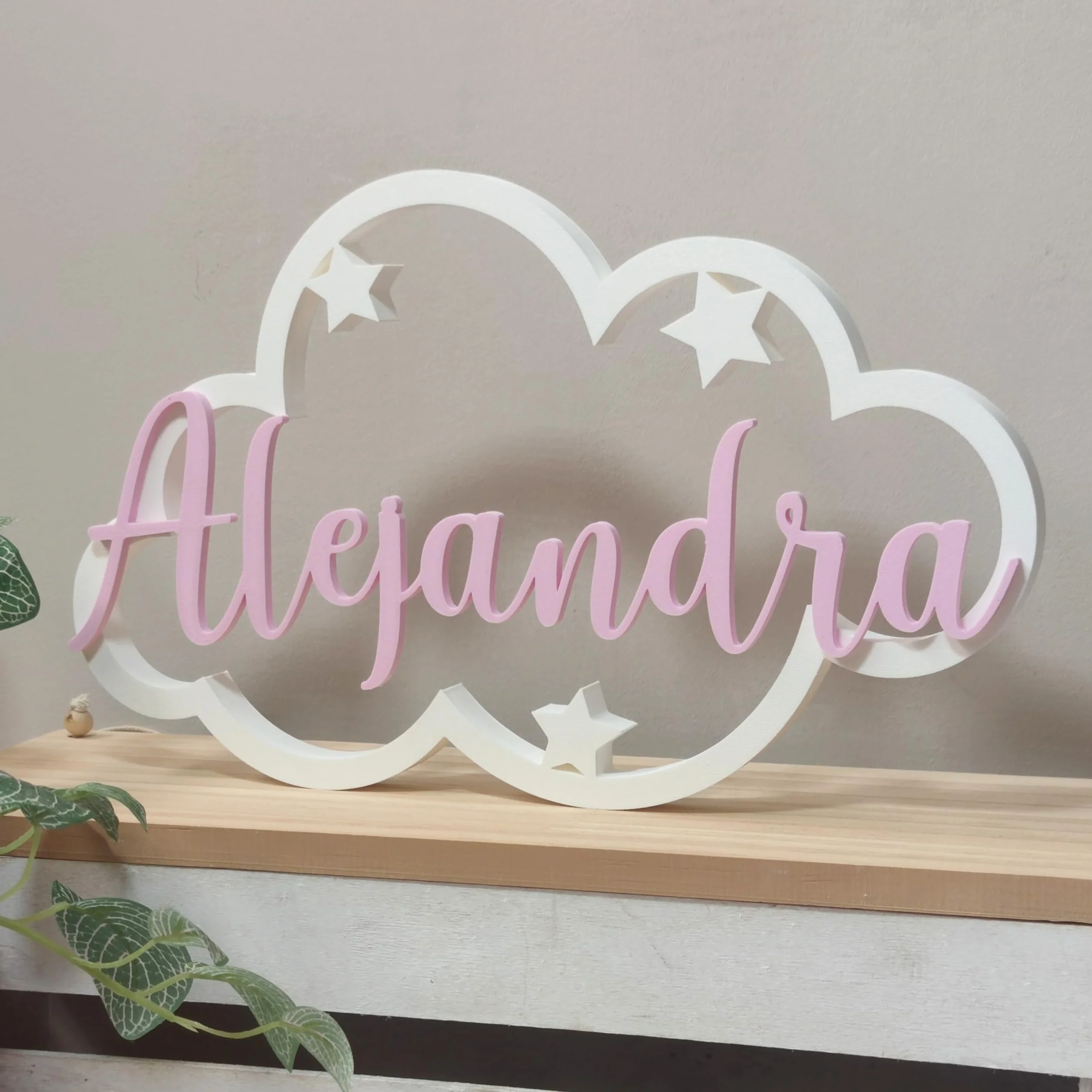 Nuvola decorativa personalizzata con nome, 15 colori, regalo per camera bambini