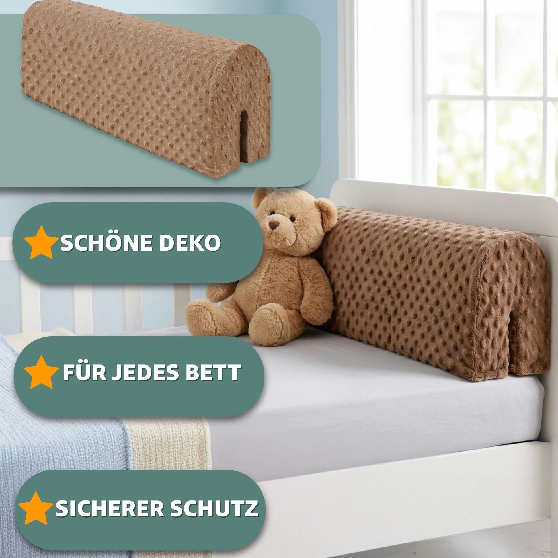Totsy Baby Paracolpi lettino neonato antisoffoco 120 cm Oeko-Tex Grigio Chiaro