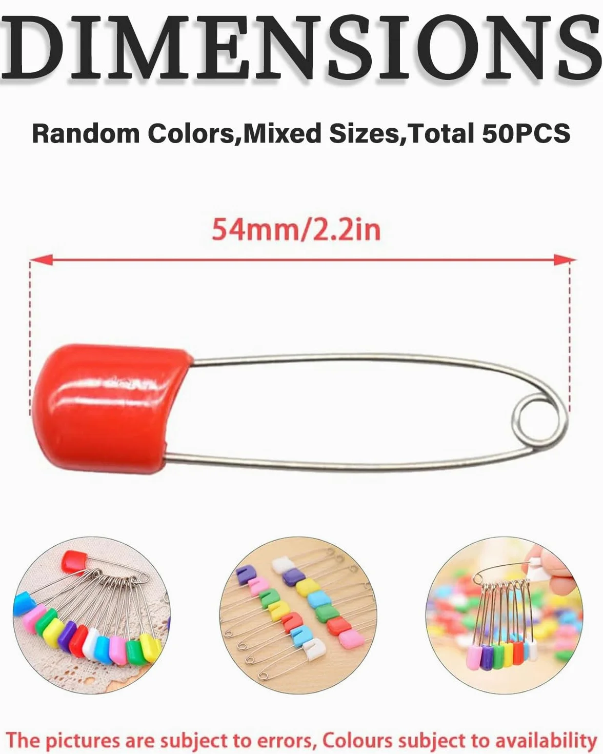 Spille sicurezza 5,5 cm per pannolini, fermagli bloccaggio colorati abbigliamento artigianato