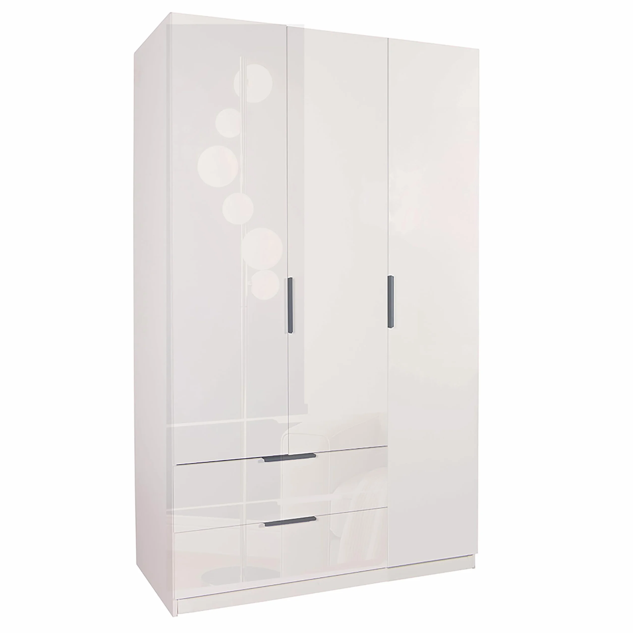 AVANTI TRENDSTORE Paciano Armadio 3 ante battenti 2 cassetti legno laminato bianco lucido 119,3x200x58cm
