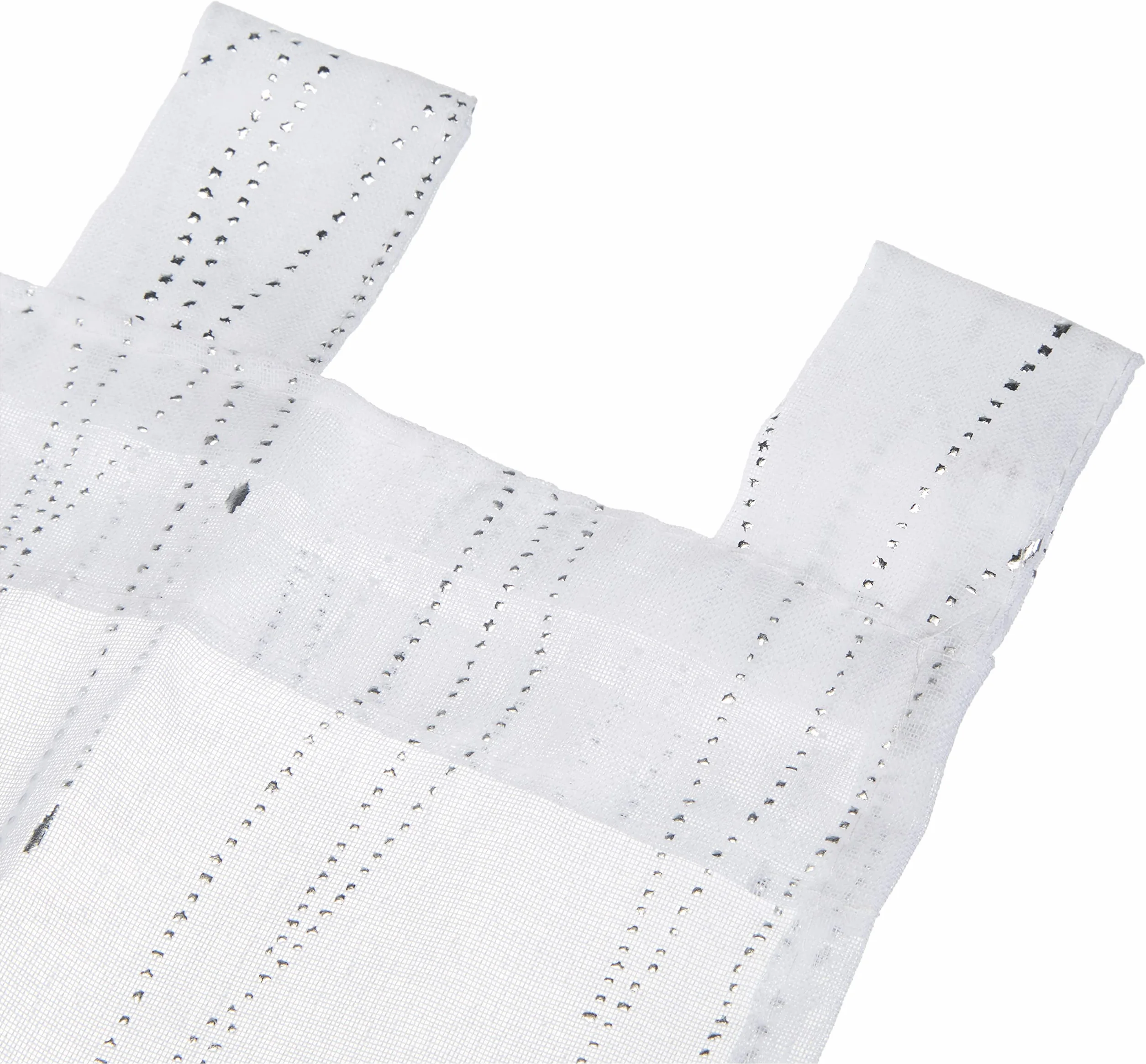 Voile Coppia di Tende Dritte con Passanti 45 x 160 cm Color Sabbia Applicazioni Bianco 2 Pezzi