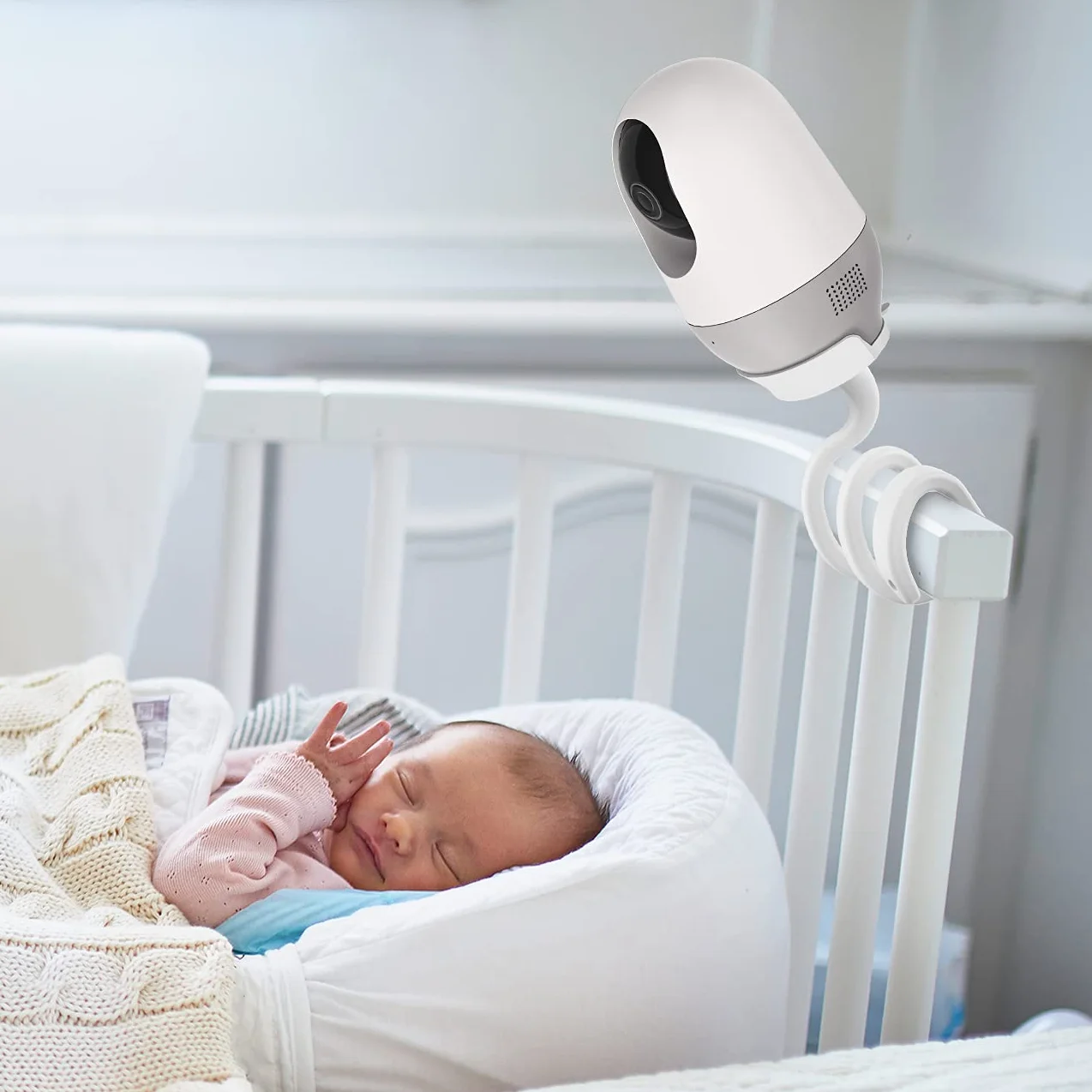 HOLACA Nooi e Supporto flessibile baby monitor fotocamera 2K telecamera sorveglianza interna bianco
