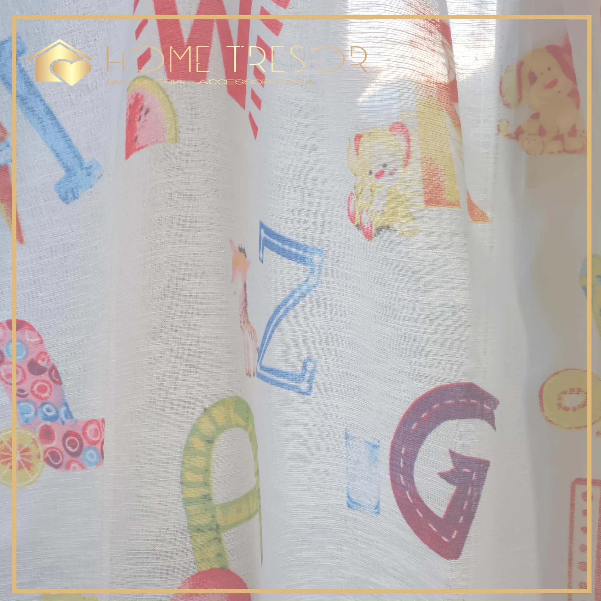 Tenda per Cameretta Bambini Set 2 Pannelli Coppia Tende Finestra Portafinestra Fantasia Palloncini Animali Mod. Giorgia 60x150 cm