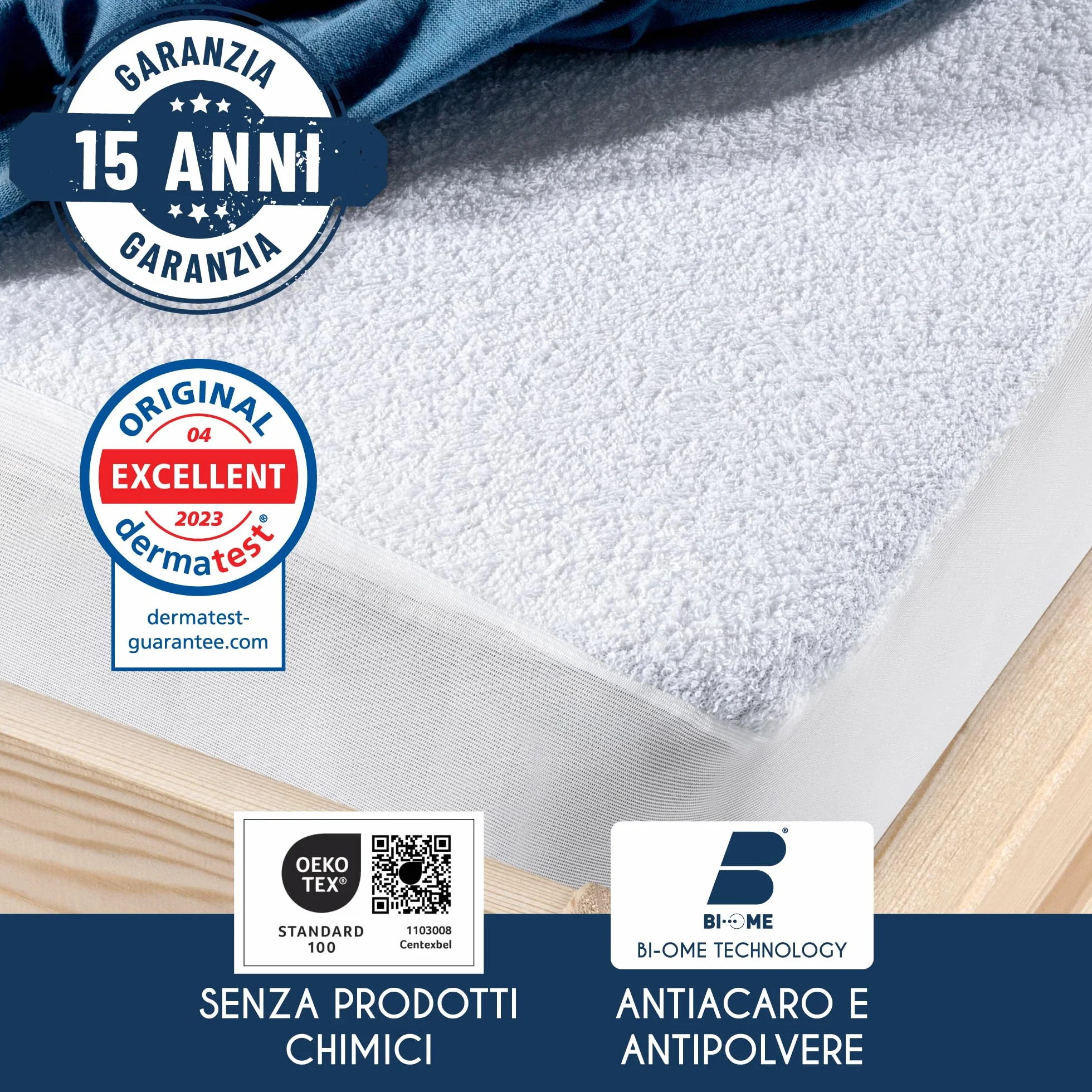 Coprimaterasso Lettino 60x120 cm Impermeabile Antiacaro Lavabile a 60°C Oeko-Tex