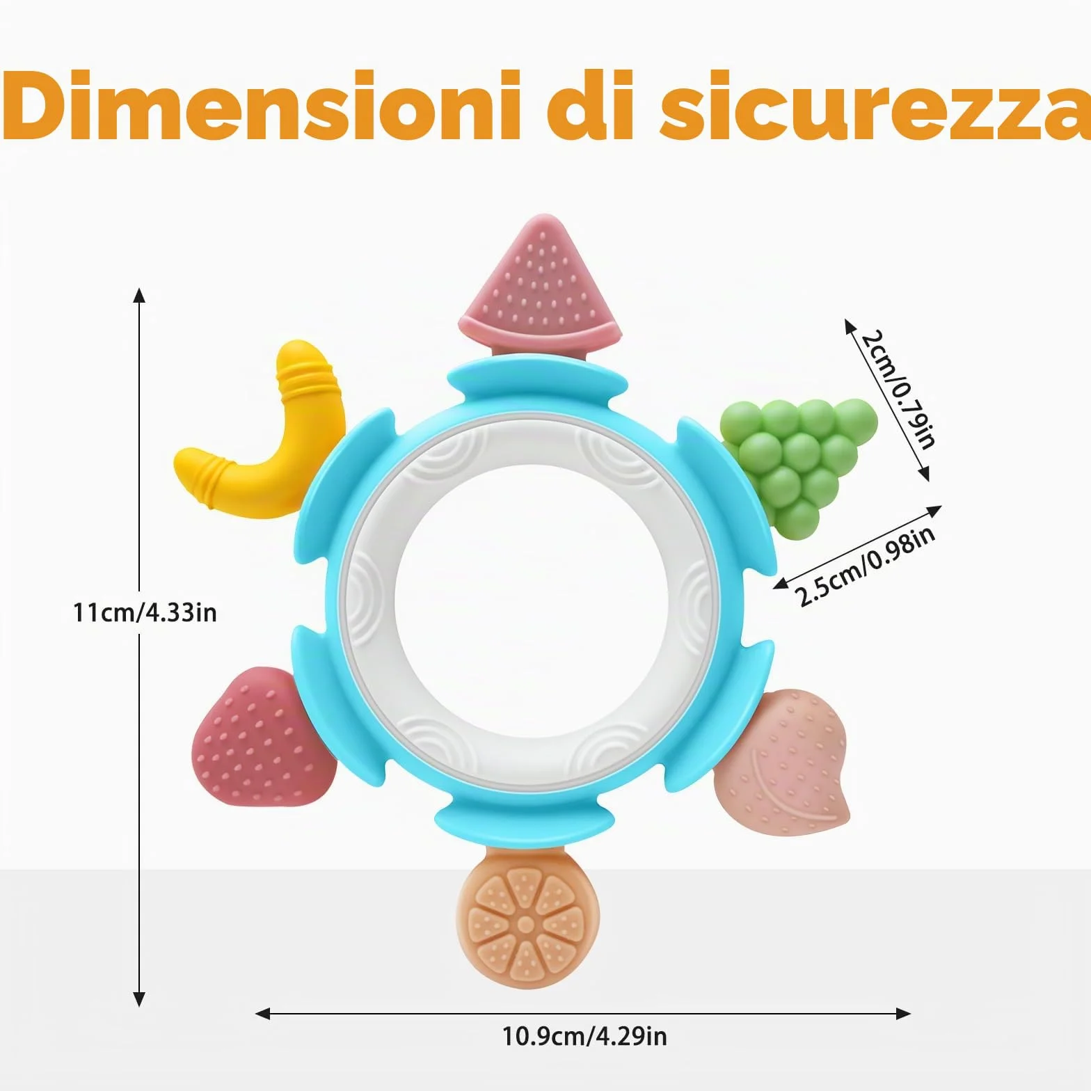 Massaggiagengive Silicone Neonati 0-6 Mesi Dentizione Giochi Sensoriale Bambina Bambino 1 Anno Blu