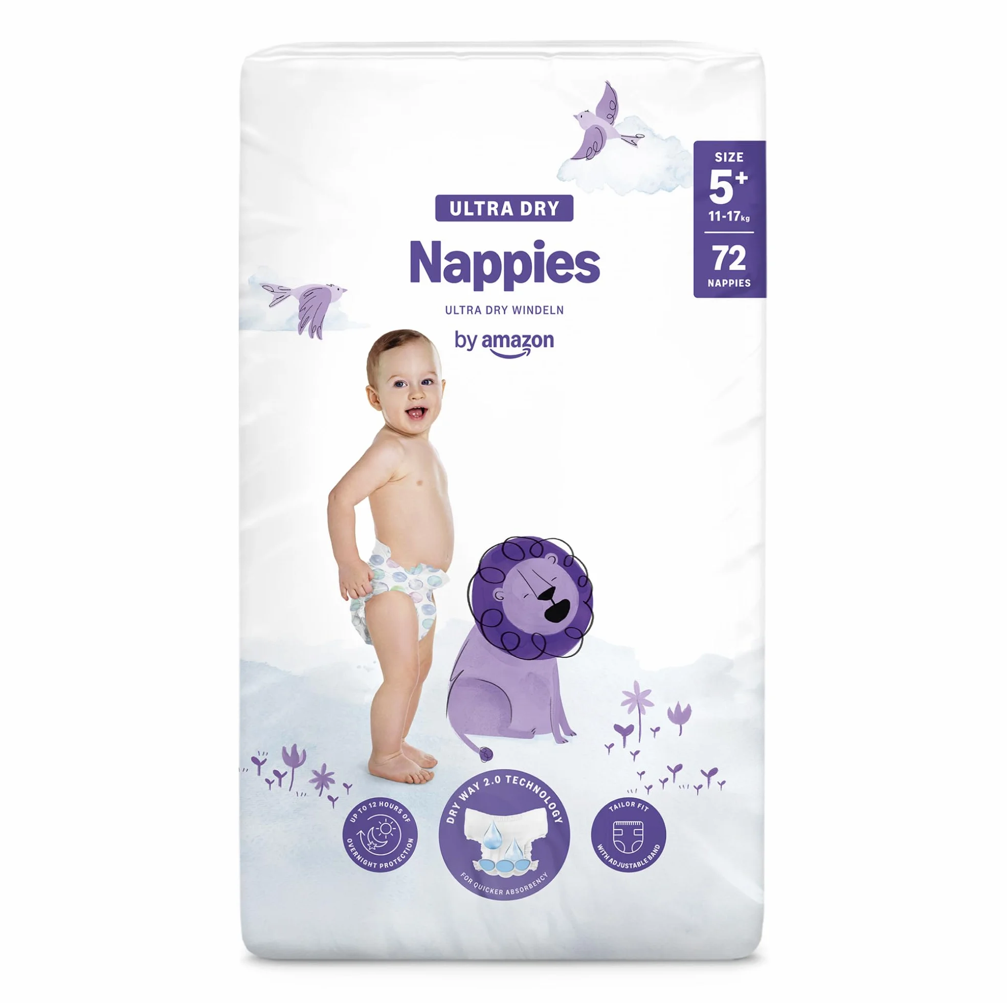 Amazon Ultra Dry Nappies Taglia 5+ (11-17kg) 72 Pezzi