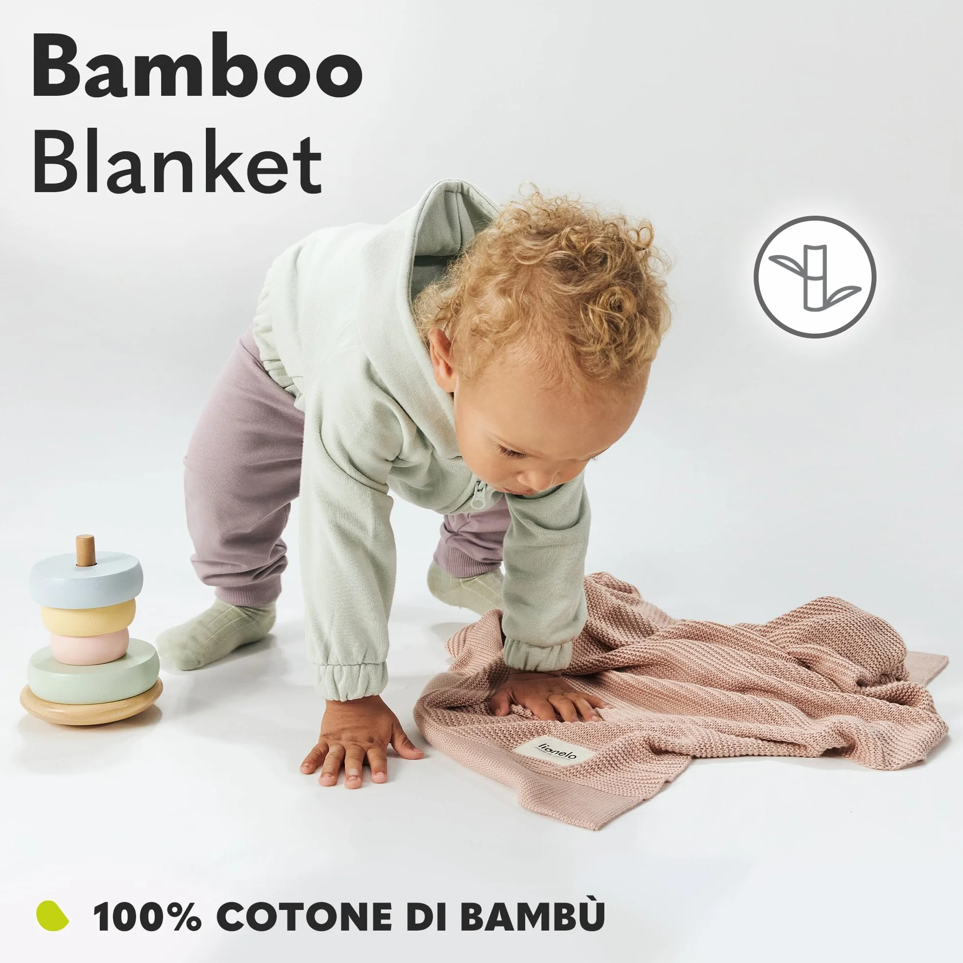 Lionelo Bamboo Blanket 100x75cm Leggera Coperta Neonato Bambù 100% Cotone Naturale Morbido Antibatterico Ipoallergenico Antimicotico