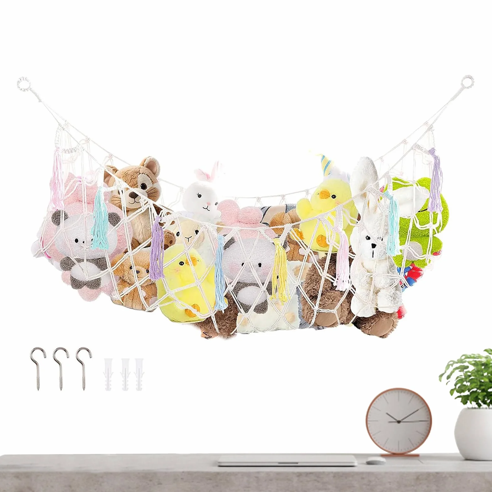 Rete Amaca Per Animali Di Peluche Resistente Grande Decorazione Stanza Porta Giocattoli Rete Maglia Organizzazione Esposizione