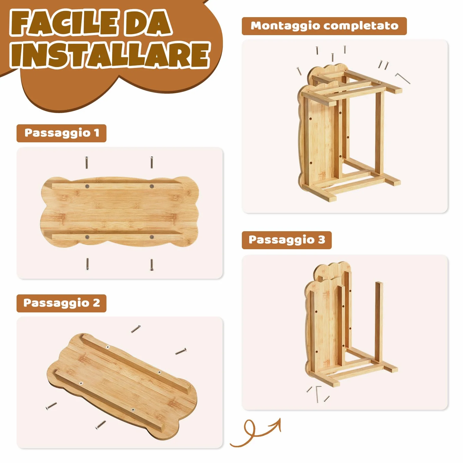 COSYLAND Sgabello Bagno Bambini in Bambù a 2 Gradini Antiscivolo Fino a 136 kg Naturale