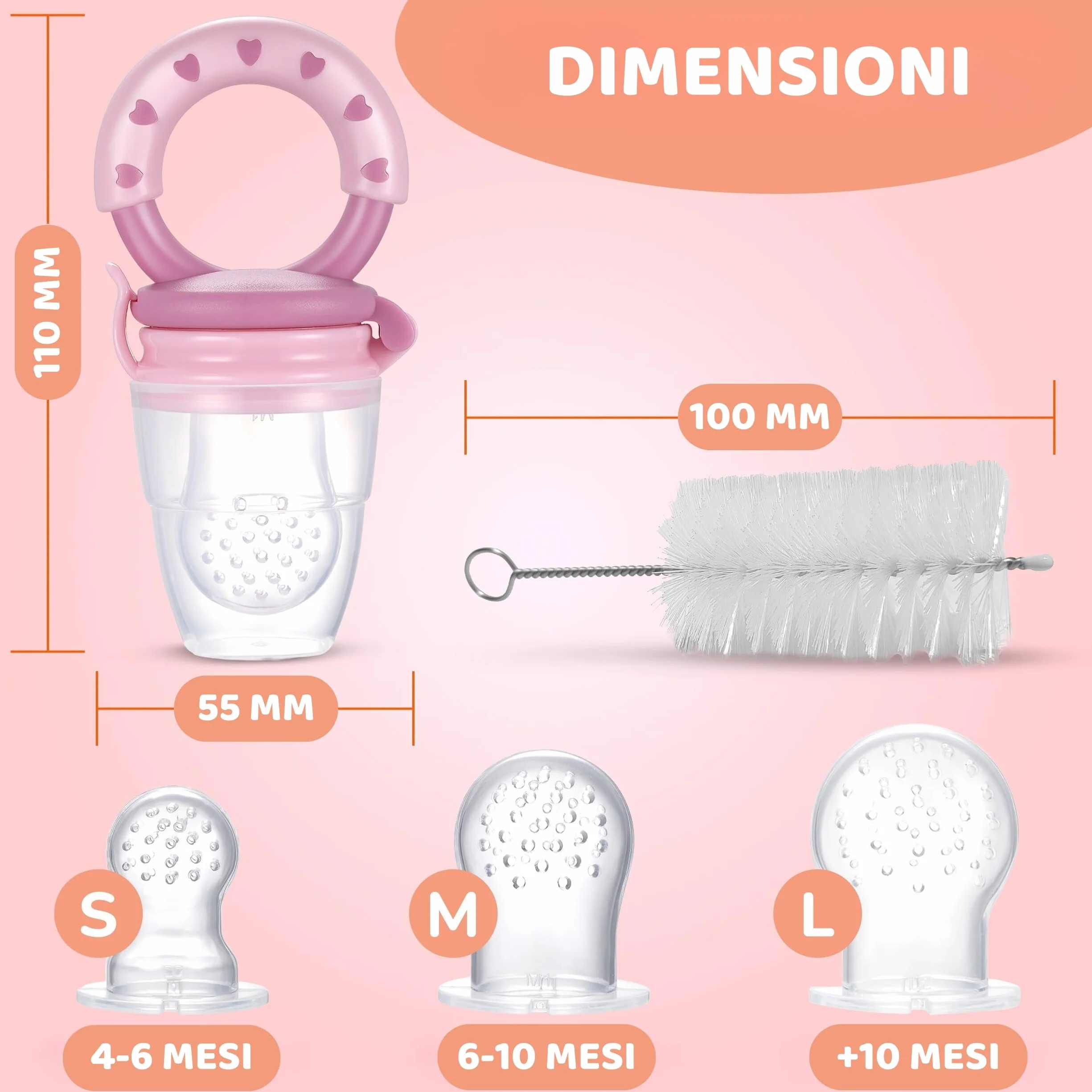 Tettarella Evolutivo in Silicone Senza BPA per Neonati 4-24 Mesi Rosa