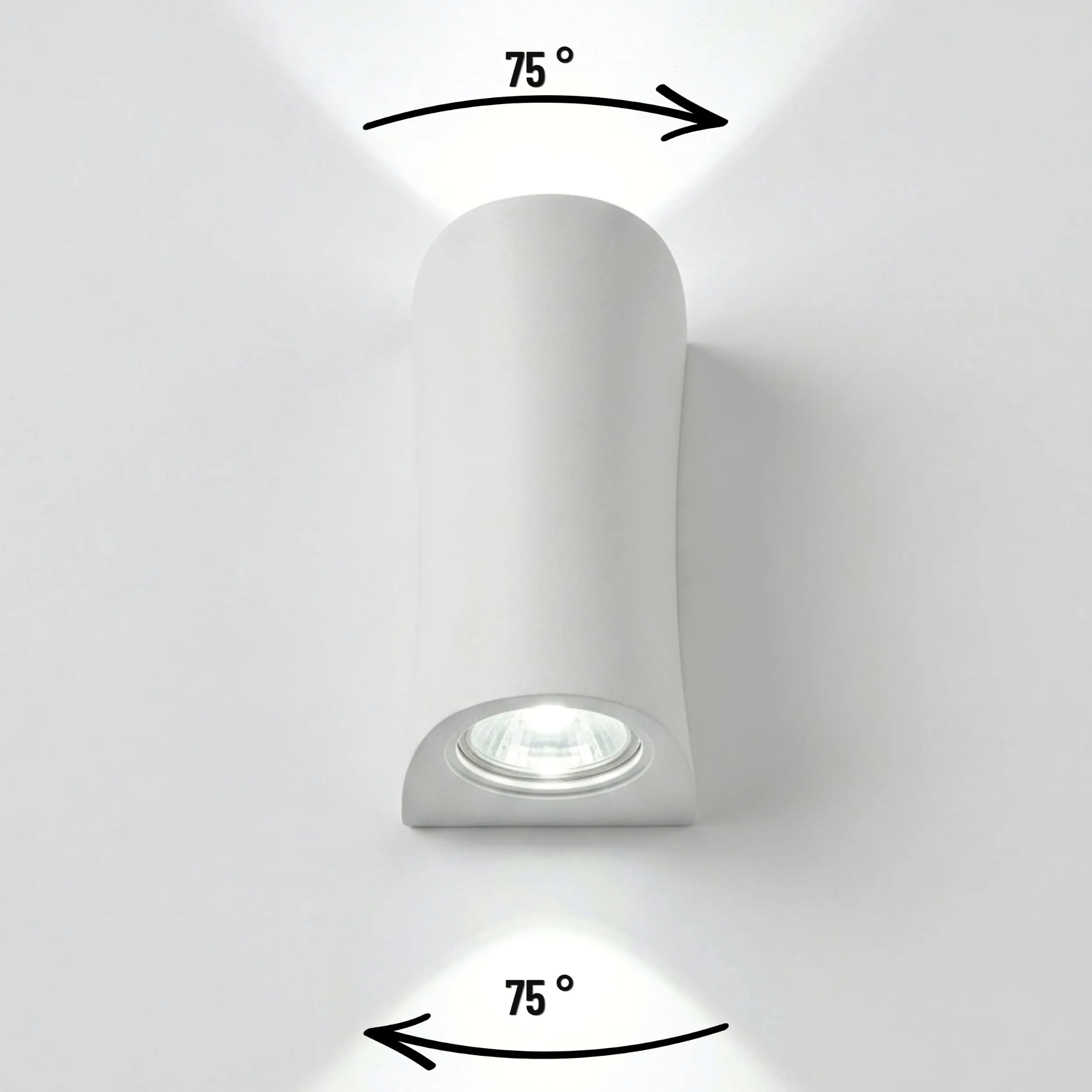 YASTA 4 Pezzi Applique da Parete per Interno Gesso Bianco Verniciabile | Effetto di luce diffusa sopra e sotto, Doppio attacco per faretto LED GU10 (NON INCLUSI), Design moderno, Lampada pitturabile
