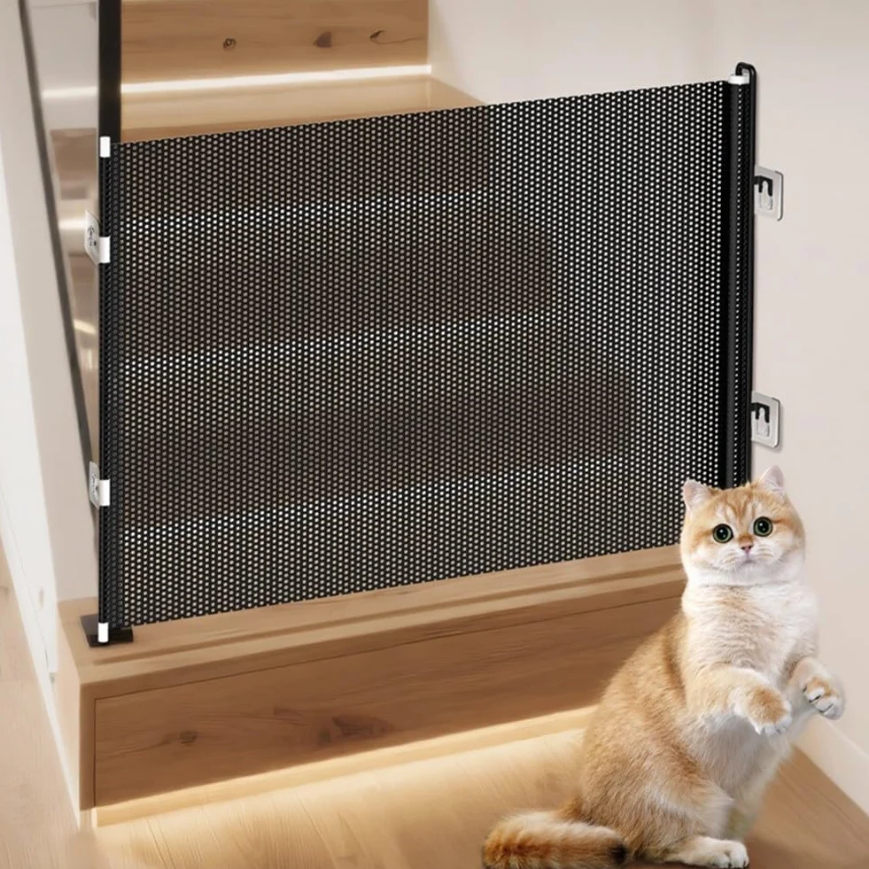 Cancello retrattile per gatti e cani 75x140 cm confini interni regolabili