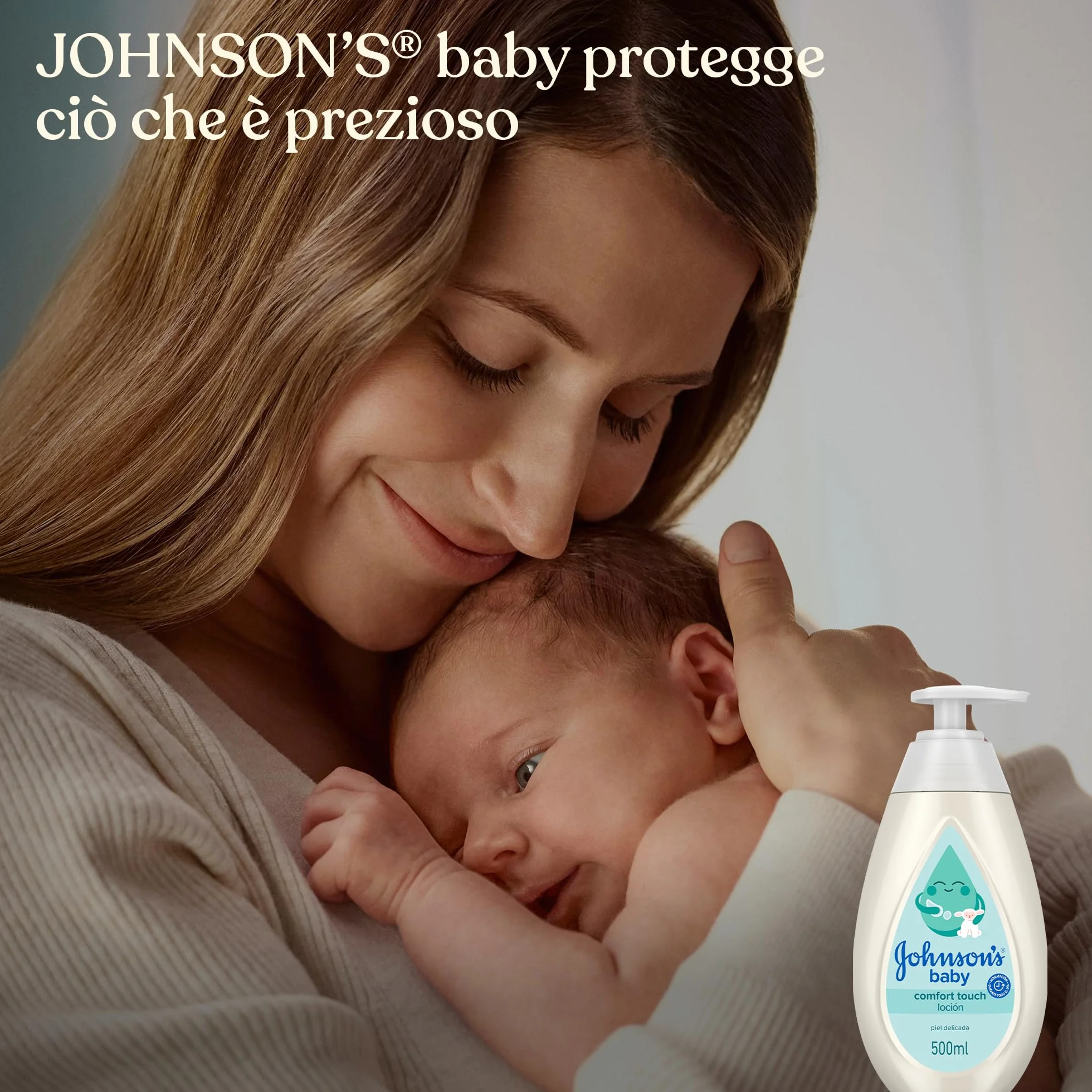 Johnson's Baby Comfort Touch Crema Liquida 500 ml, Crema idratante per neonati con fragranza al Cocco, Baby lotion per pelle delicata