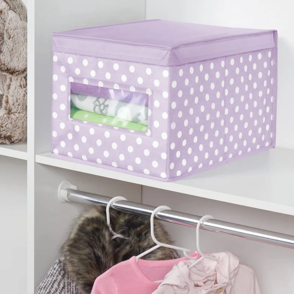 mDesign Set di 6 contenitori in tessuto – Scatola impilabile per riporre vestiti o scarpe – Viola