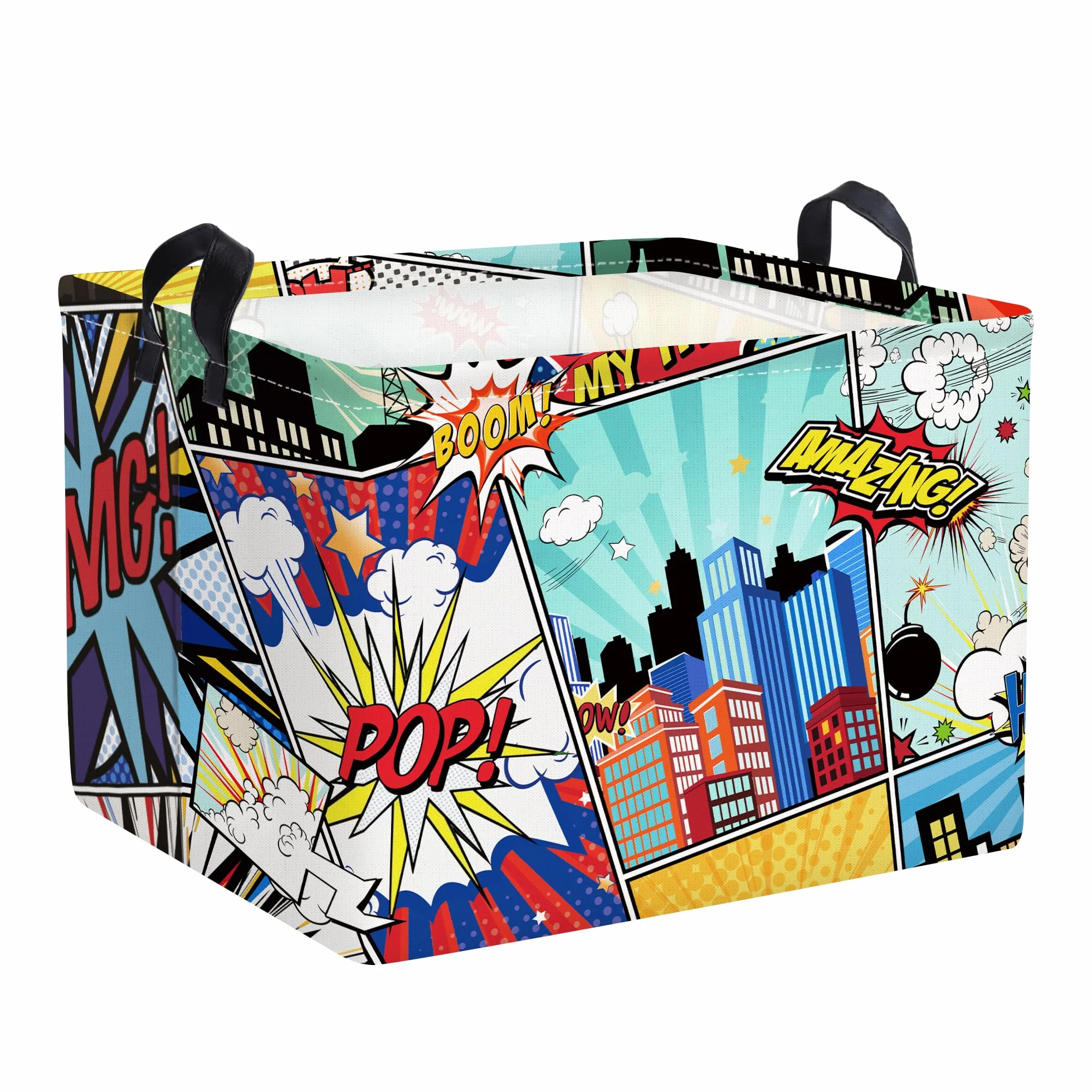 Clastyle Cestino Biancheria Bambini Impermeabile 40x30x30 cm Skyline Città