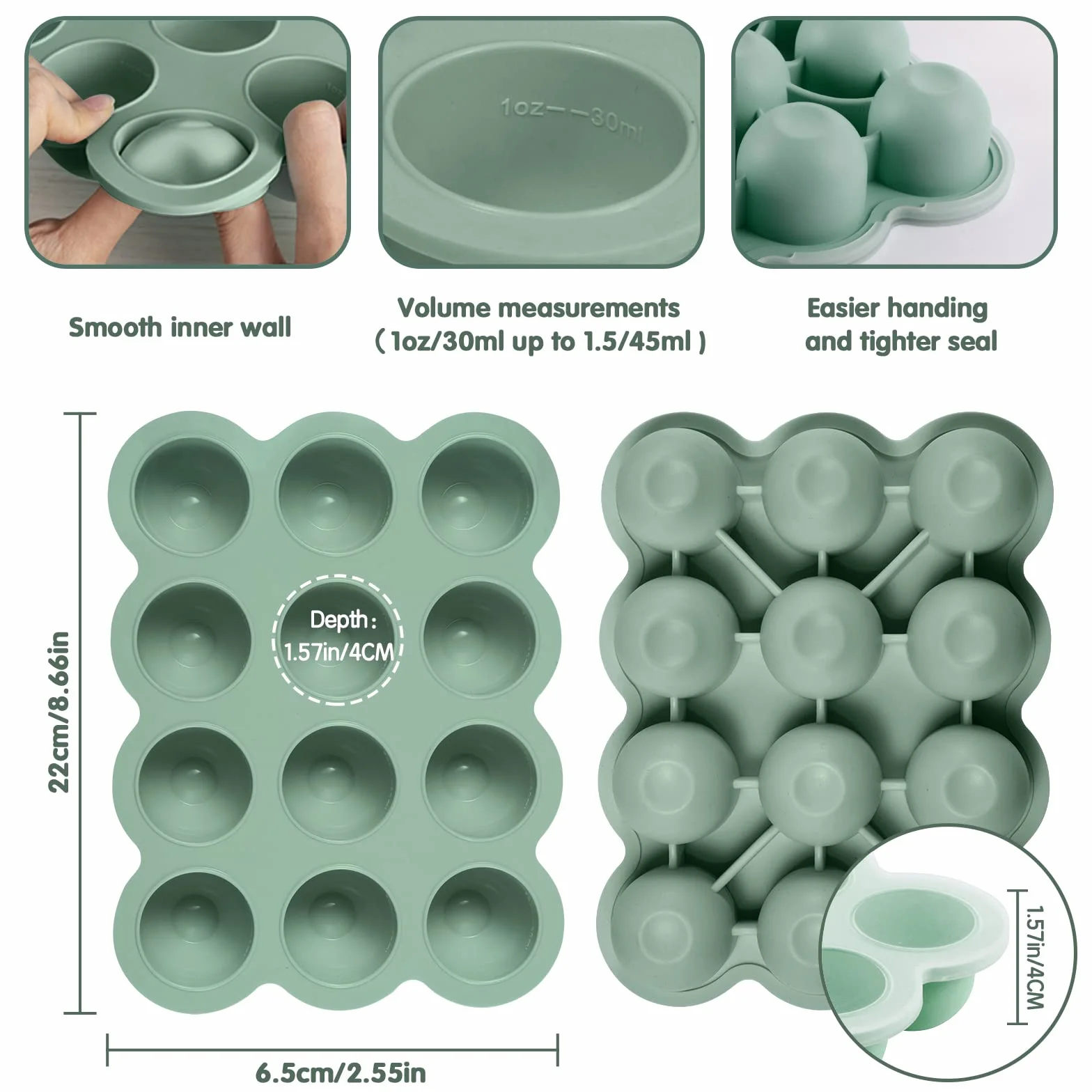 Contenitore per alimenti in silicone per bambini, 12x45 ml, senza BPA, con coperchio