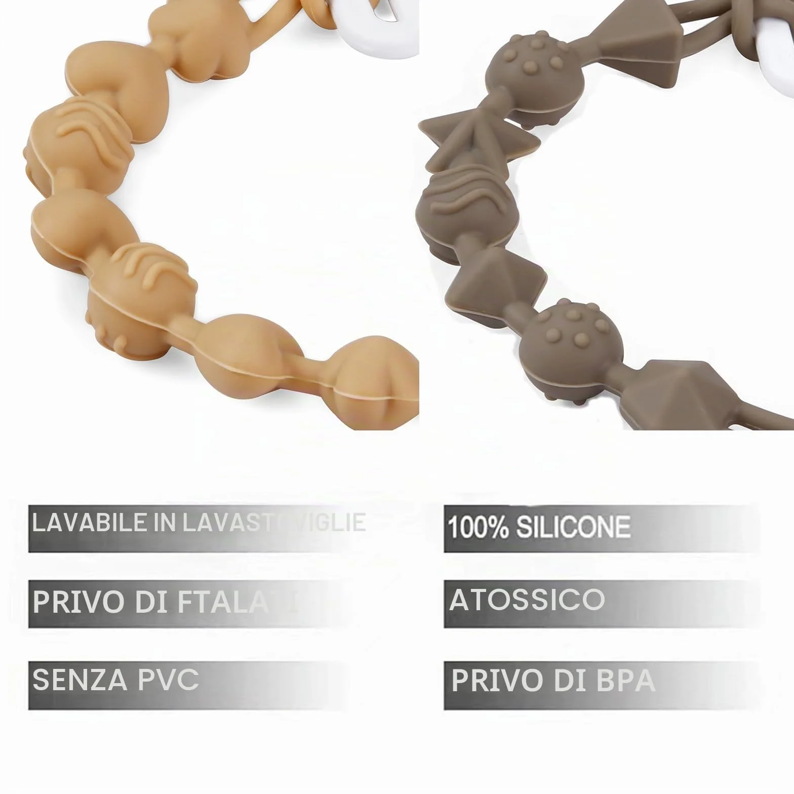 PandaEar Set di 5 Clip Portaciuccio in Silicone | Portaciuccio Monopezzo per Dentizione Bambini
