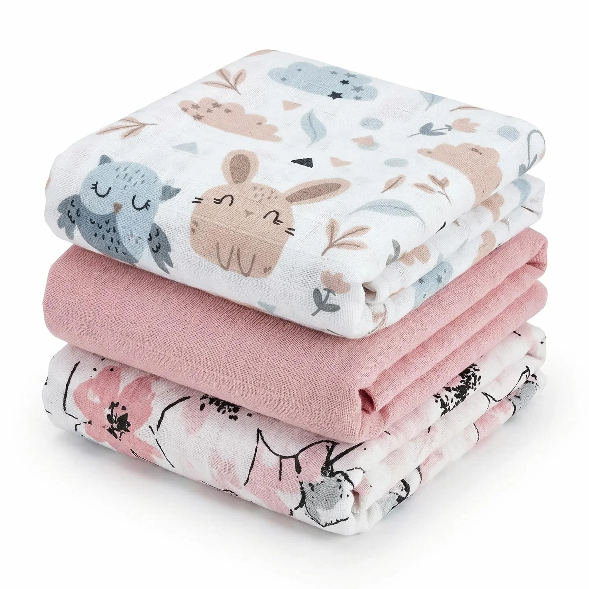 BABYSAFE Mussole Neonato Cotone Biologico 80x70cm Pacco da 3 Certificato OEKO-TEX Made in Europe