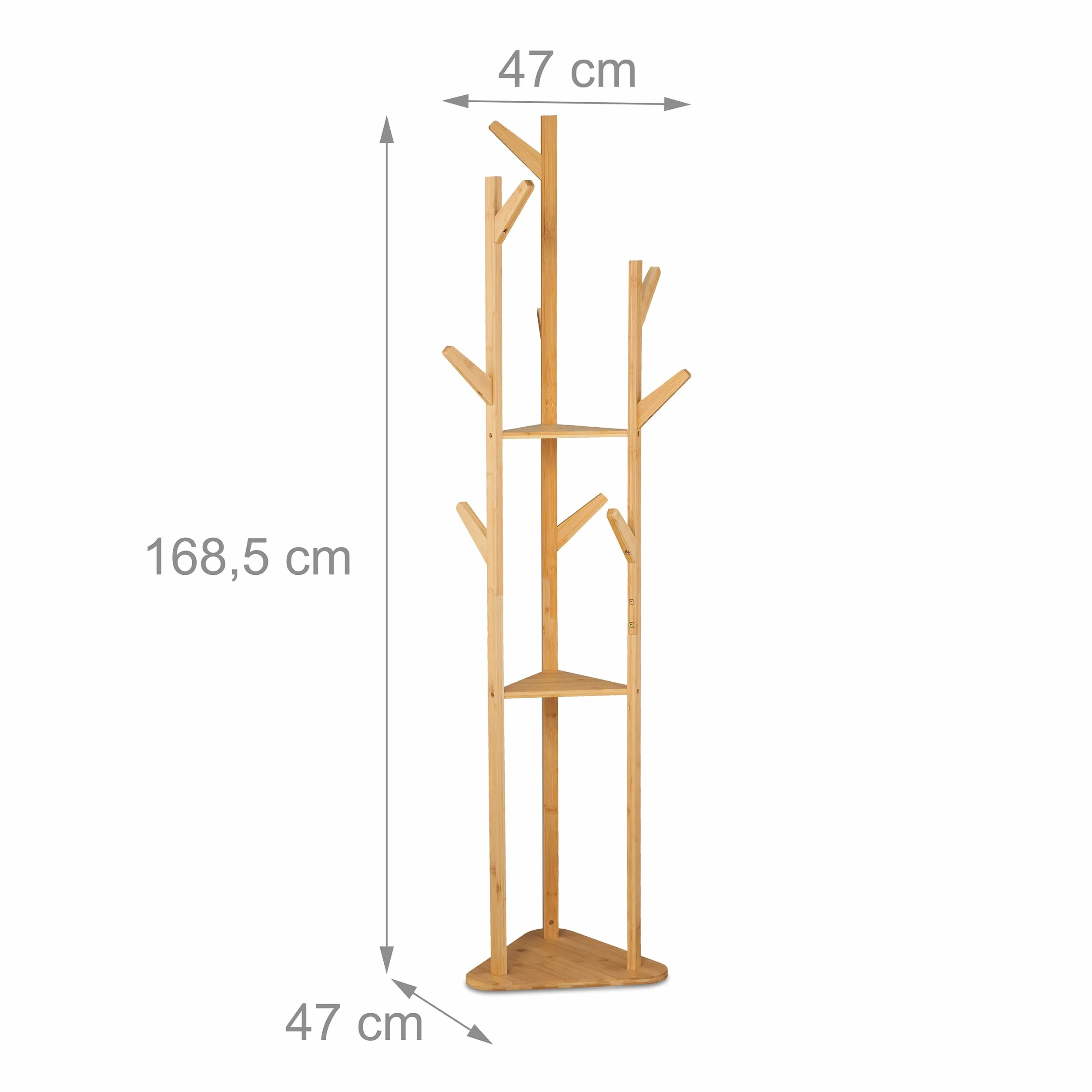 Relaxdays Appendiabiti in bambù 2 Ripiani 9 Ganci H 168,5 cm Guardaroba Marrone Naturale