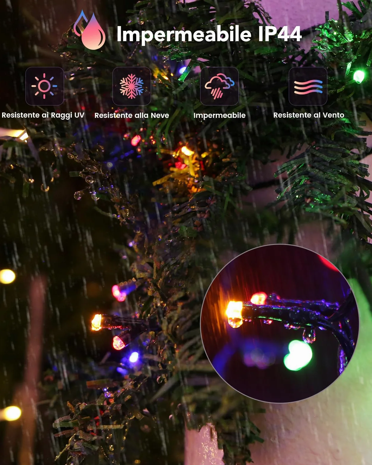 Luci Albero di Natale Colorato e Bianco Caldo 30M 300LED con Telecomando RF,Luci Natale 11 Modalità & 4 Luminosità, Timer e Memoria Luci Esterne Natalizie per Albero Balcone Giardino