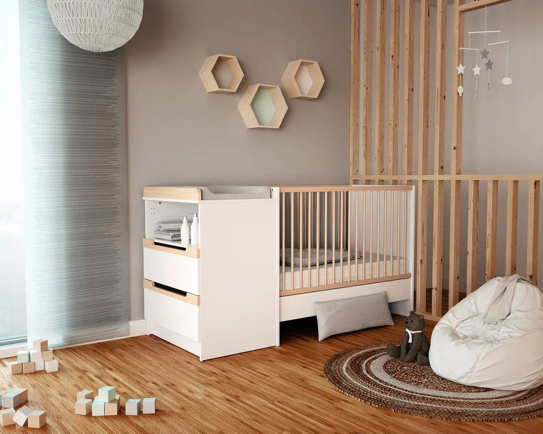 Letto combinato evolutivo CARROUSEL legno Bianco Faggio natural 60x120-194x94x70 cm