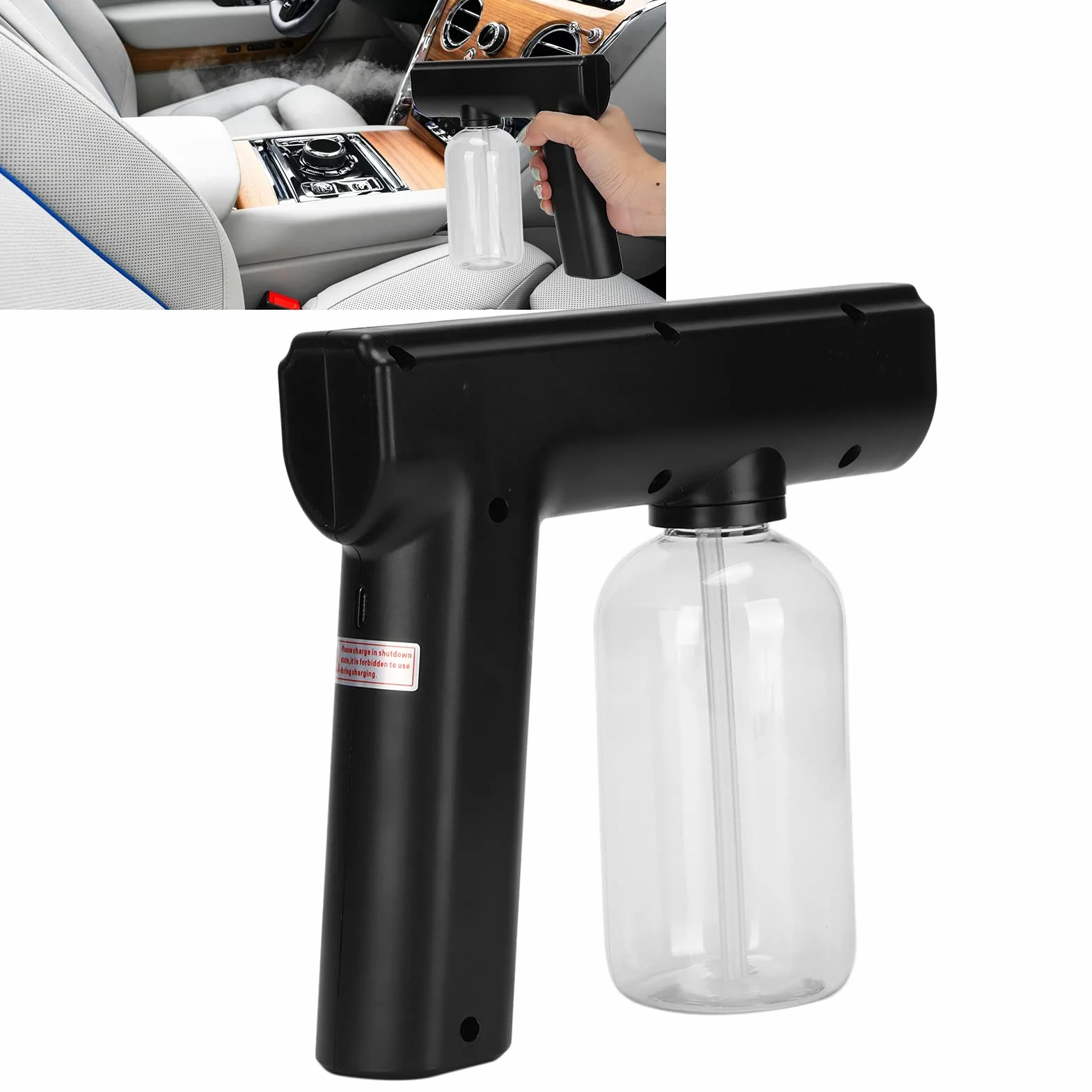 Pistola per Nebulizzazione Nanometrica Portatile Spruzzatore Wireless Elettrico Multifunzionale Nero
