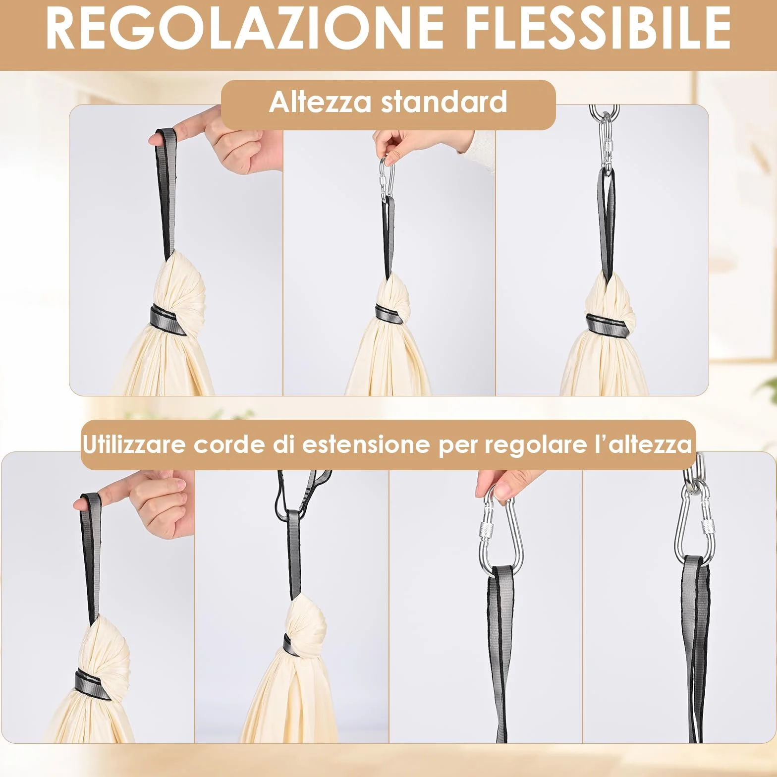 Trapezio Terapeutico per Bambini 100kg 280x150cm Telo Yoga Aereo Amaca