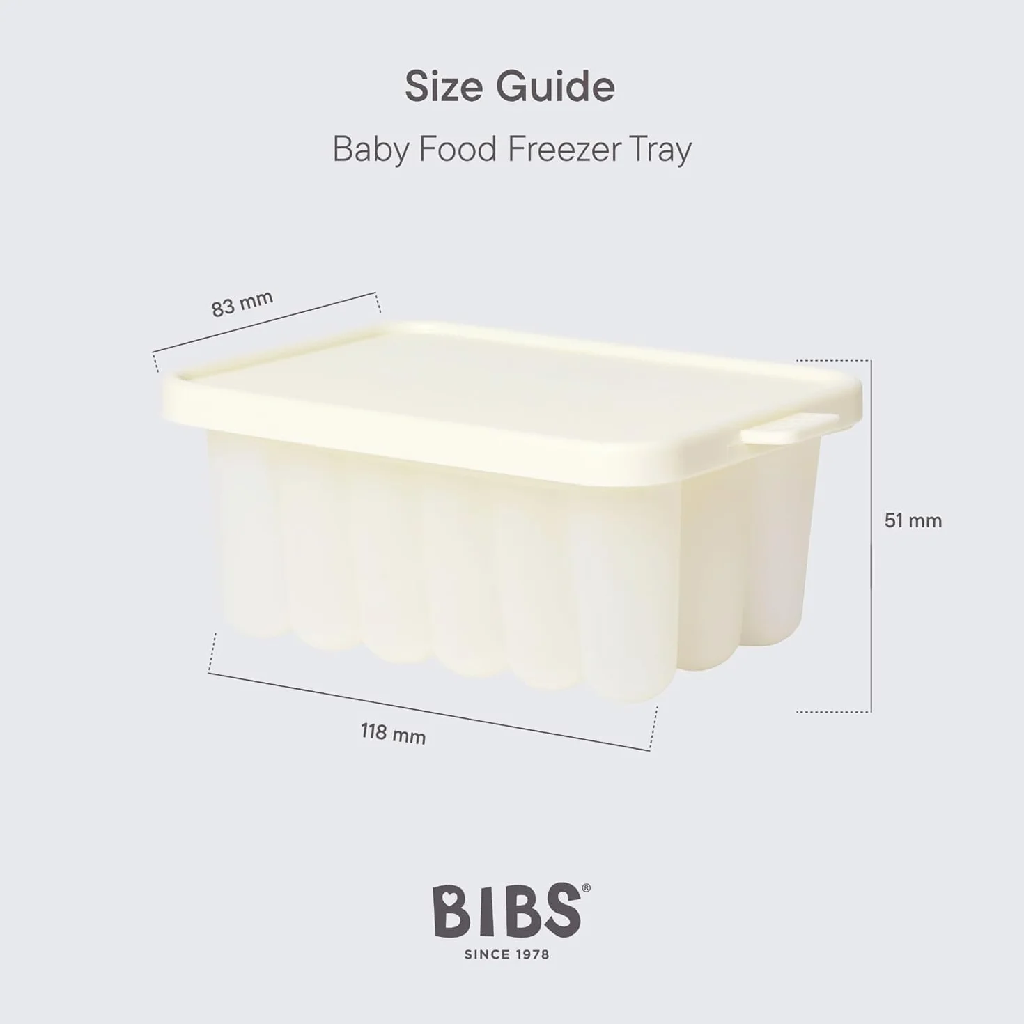 BIBS Vassoio per congelatore alimenti bambini, compatibile con distributore BIBS, anti-rovesciamento, senza BPA - Ivory