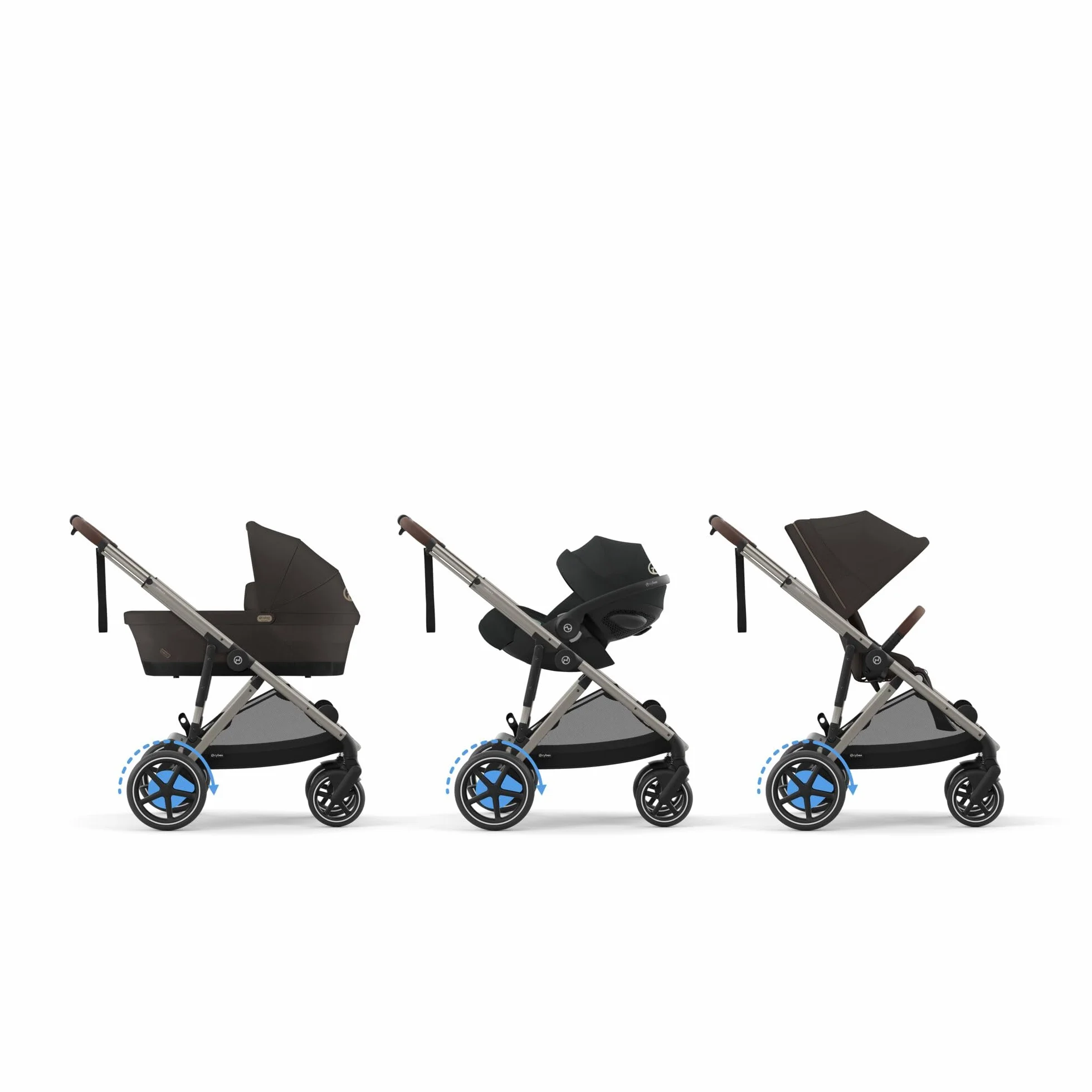 CYBEX Passeggino Gold e-GAZELLE S, max. 22 kg, sistema all-in-1 con azionamento elettrico, Chocolate Brown
