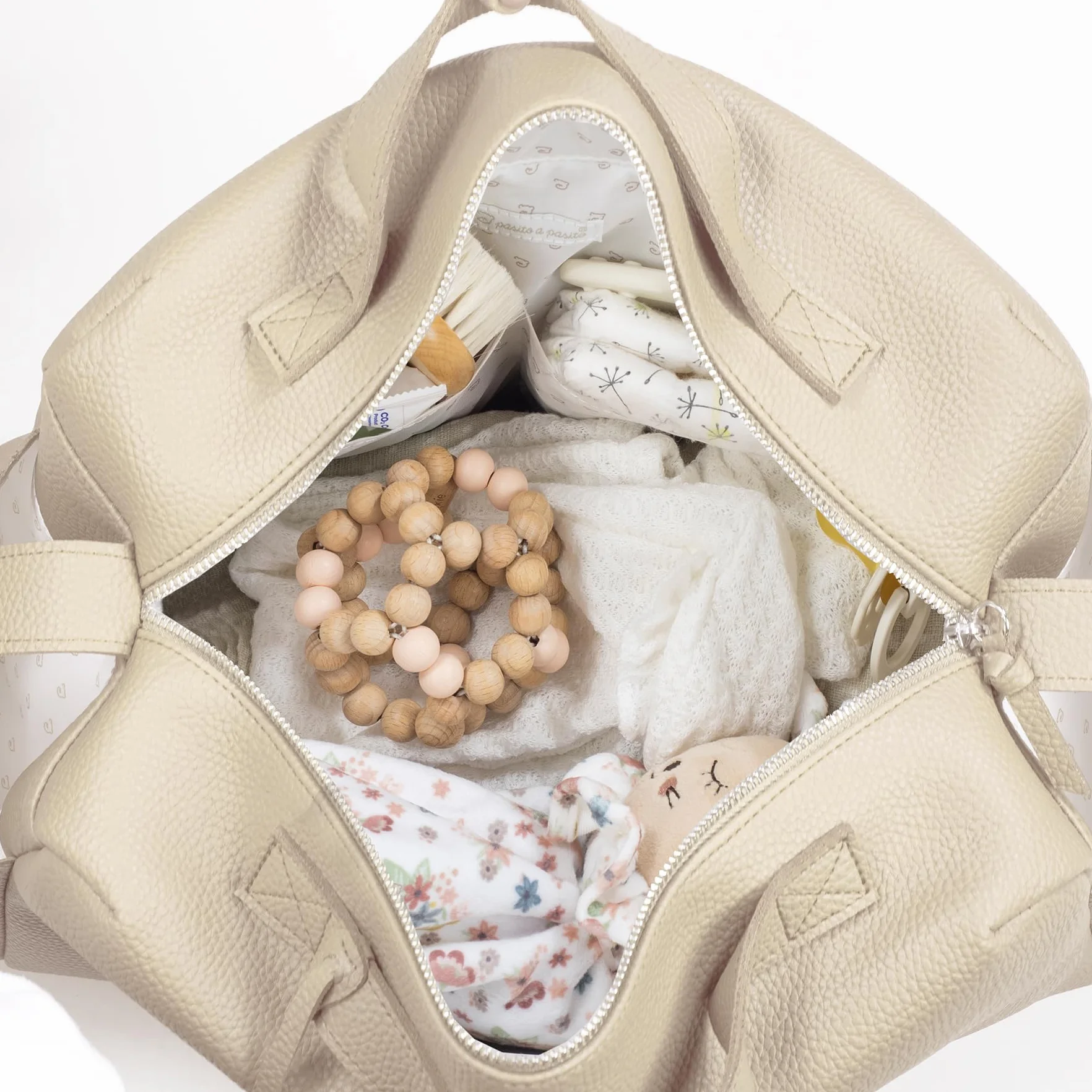 Pasito a Pasito Icon Borsa fasciatoio Hobo rosa beige grigio caramello