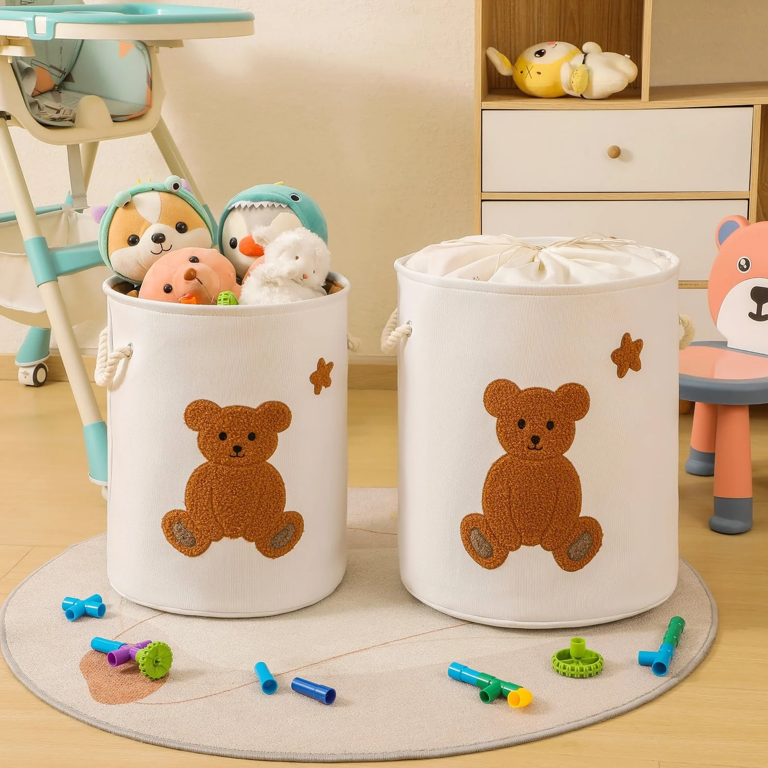 Cesto Portabiancheria Contenitore Giochi Bambini, Scatola Giocattoli Nursery, Orso