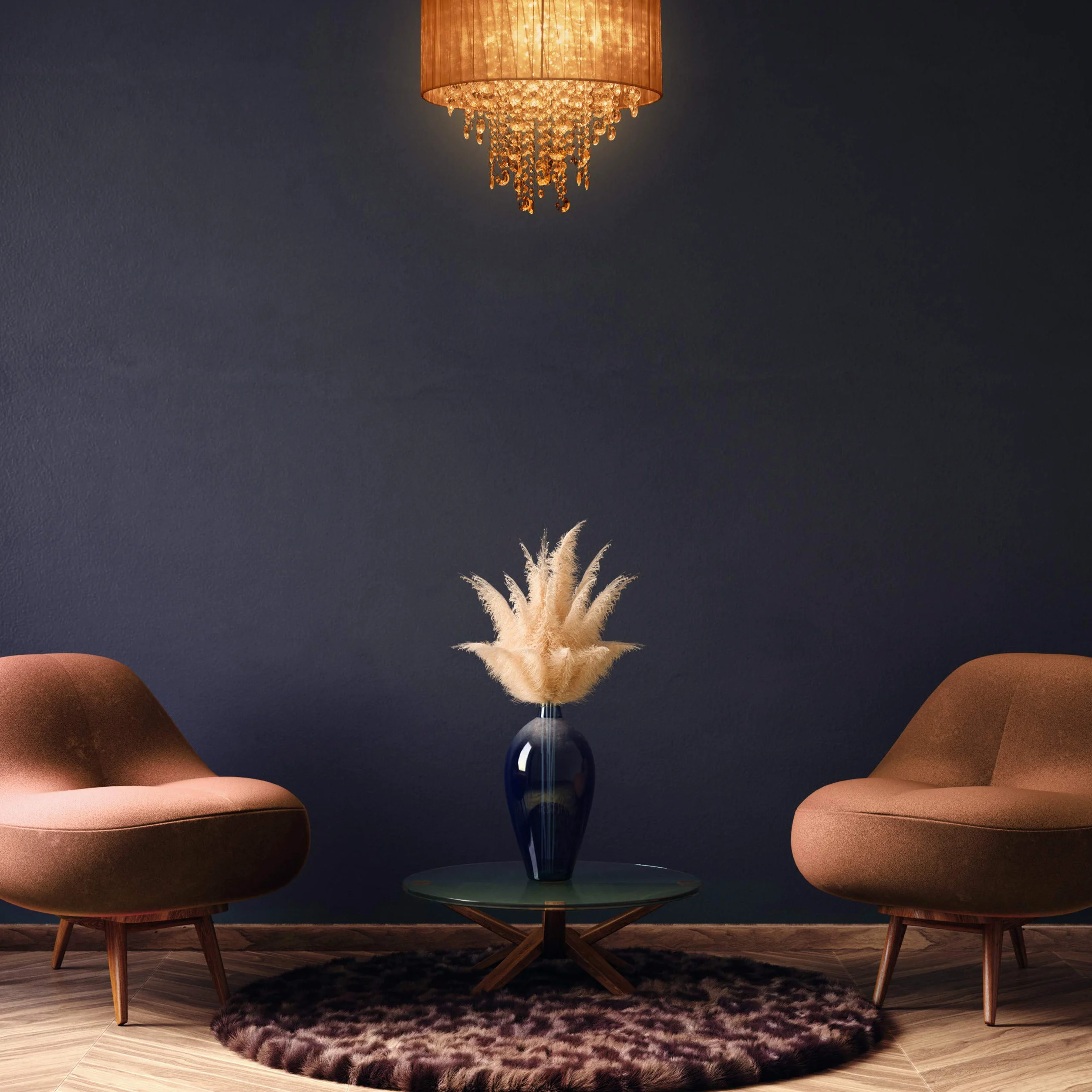 Relaxdays Lampadario Cristalli, Paralume in Organza, Attacco G9, 5 Luci, Lampada da Soffitto, 39x39,5 cm, grigio/argento