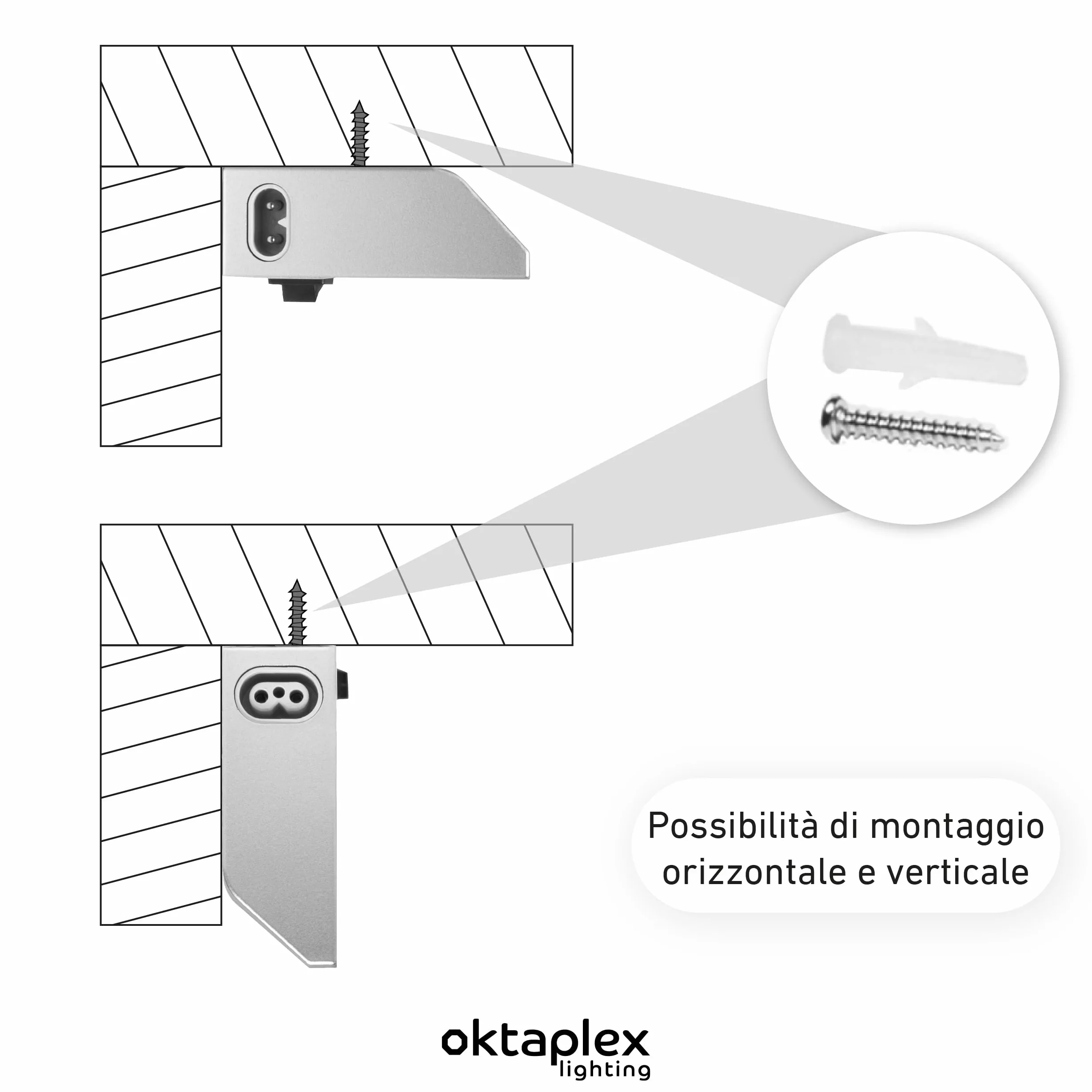 Oktaplex set da 3 Rota barra LED sottopensile orientabile 91 cm | 1615 lm e 14,6 W, 3000 K bianco caldo su 230 V, corpo orientabile in alluminio argento con interruttore