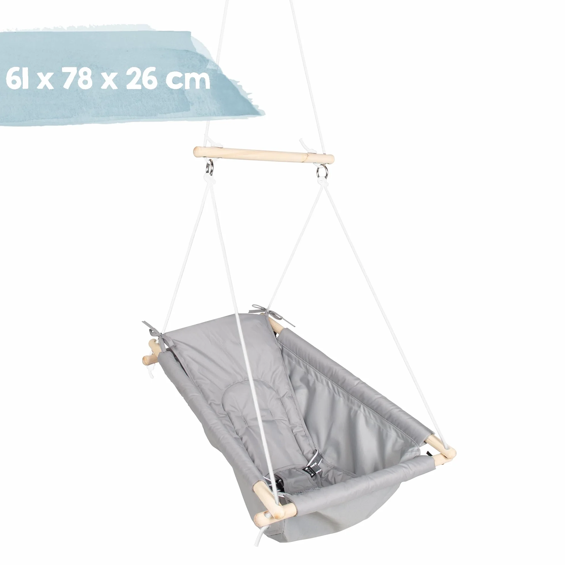 roba Sedia amaca per bambini regolabile da letto a dondolo interno/esterno fino a 6 anni 30 kg tortora/grigio