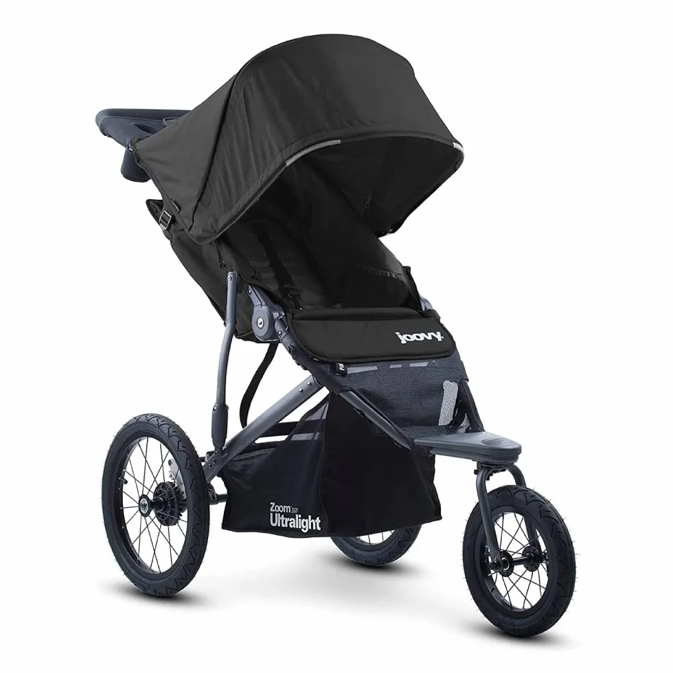 Joovy Zoom 360 Passeggino Da Jogging Ultraleggero, Capottina Grande, Pneumatici Ad Aria Extra Large, Nero