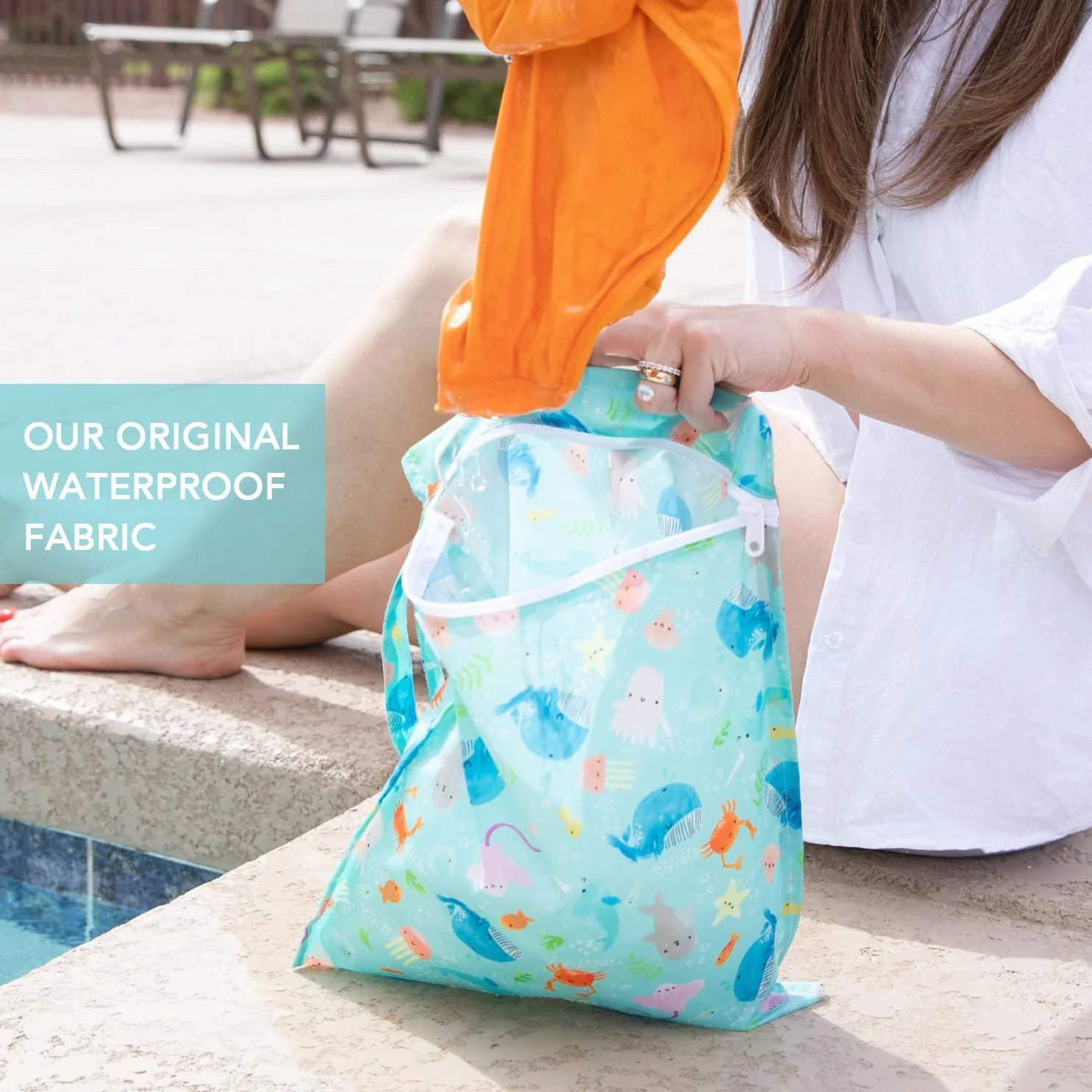 Bumkins Borsa bagnata impermeabile lavabile riutilizzabile 12 x 14 cm Ocean
