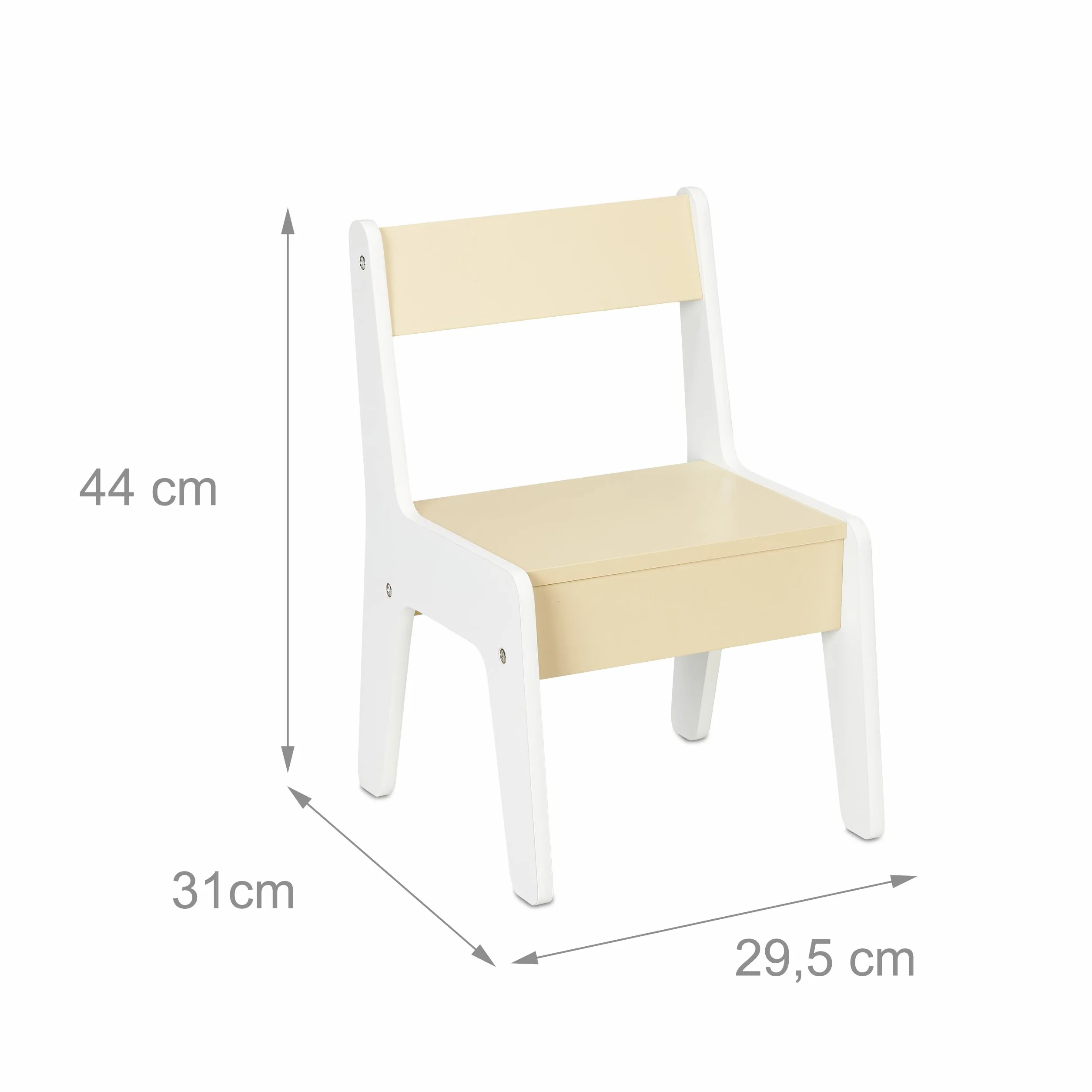 Relaxdays Tavolino con 2 Sedie per Bambini, Scomparto per Libri, Bianco Beige