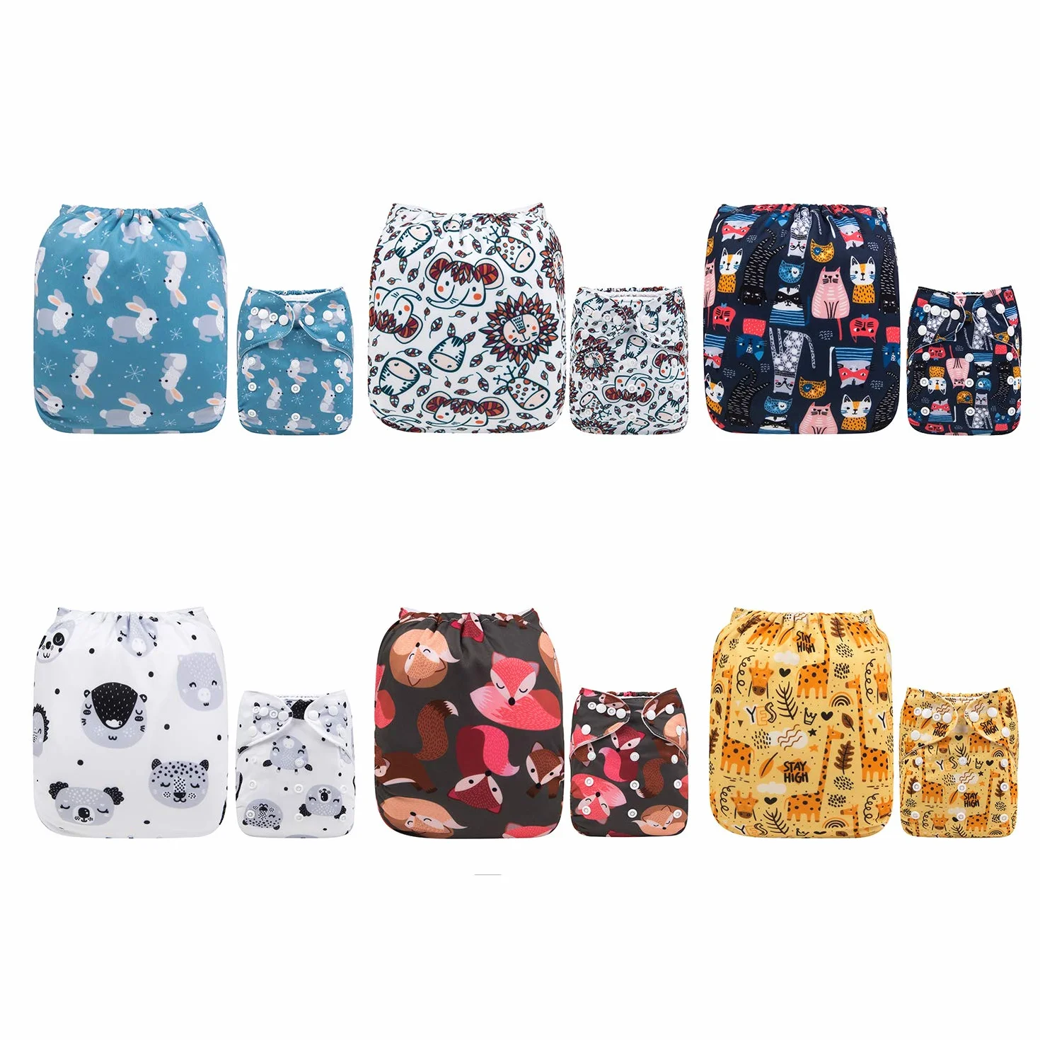 Alva Baby Pannolini lavabili riutilizzabili in tessuto 6 pz 12 inserti