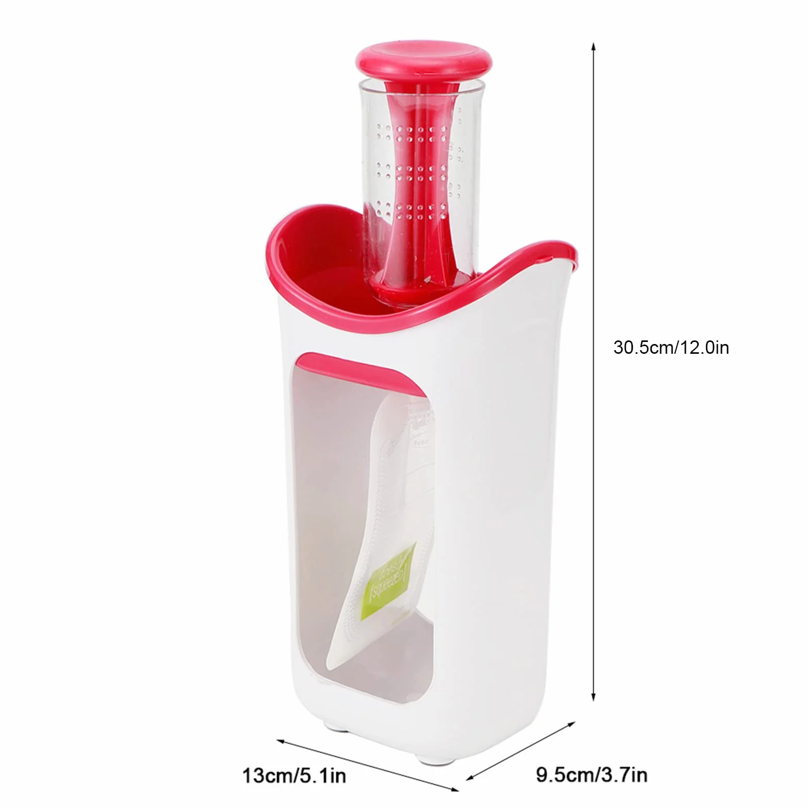 Squeeze Station Press & Sistema di Conservazione Sacchetti per Alimenti Portatili Rosy Red