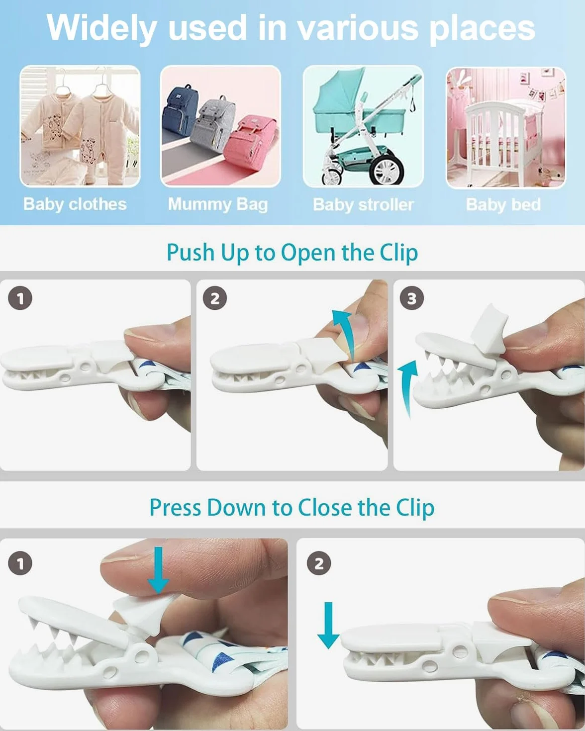 Catenelle per Ciuccio Tessuto Portaciuccio con Clip Adattatore 4 Pezzi